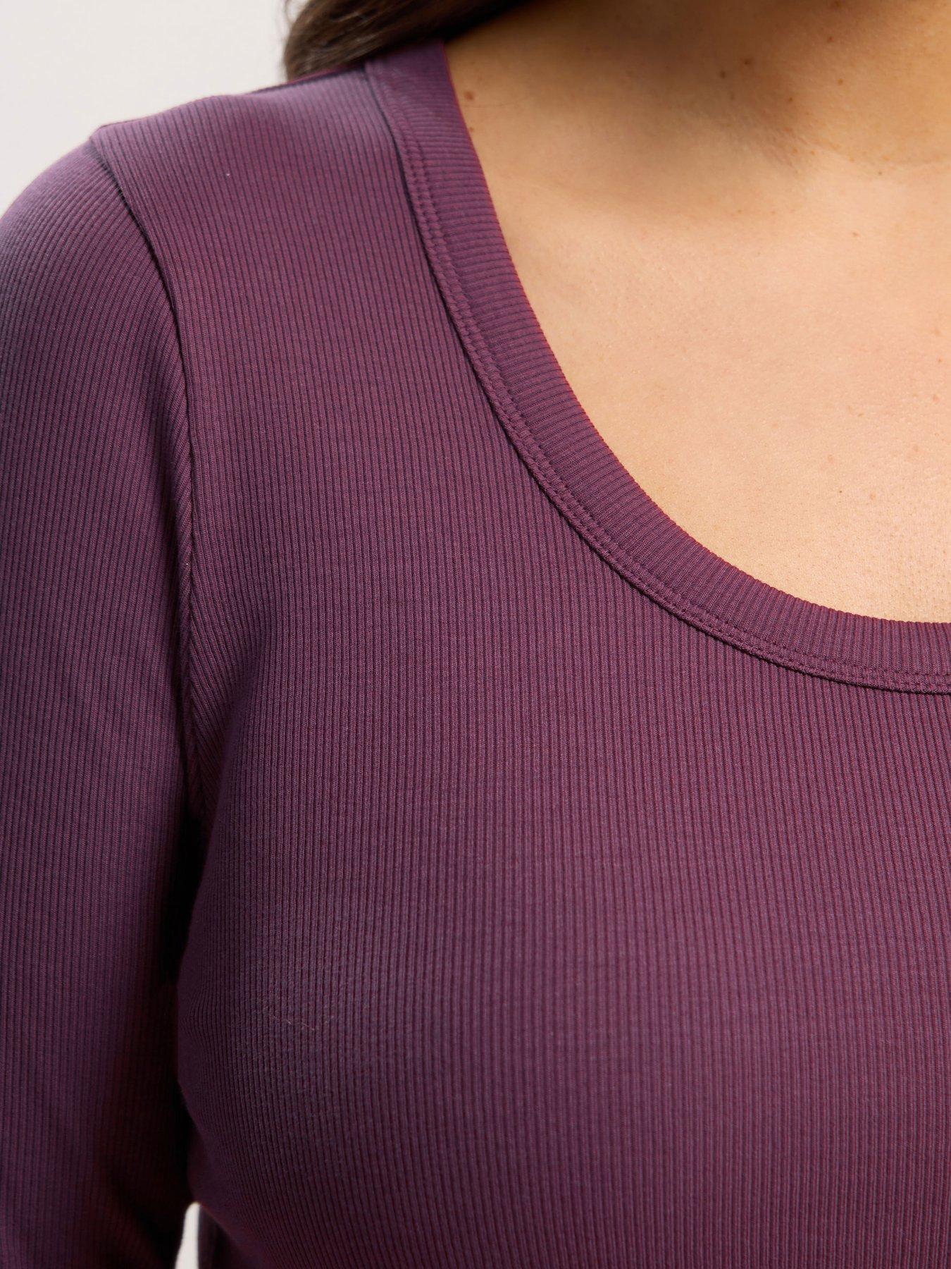 yours-curve-rib-long-sleeve-scoop-top-purpleoutfit