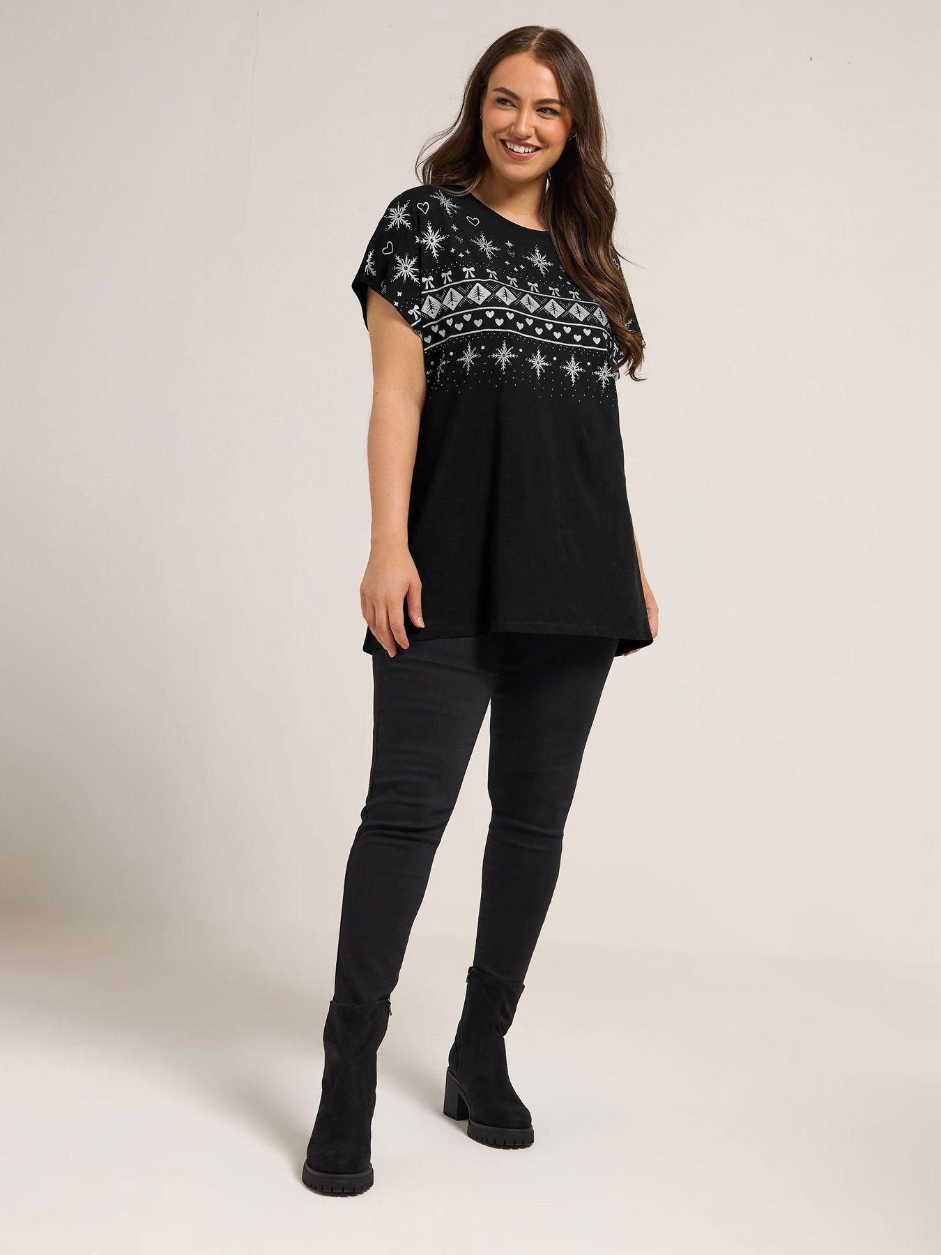 yours-curve-fairisle-glitter-t-shirt-blackback