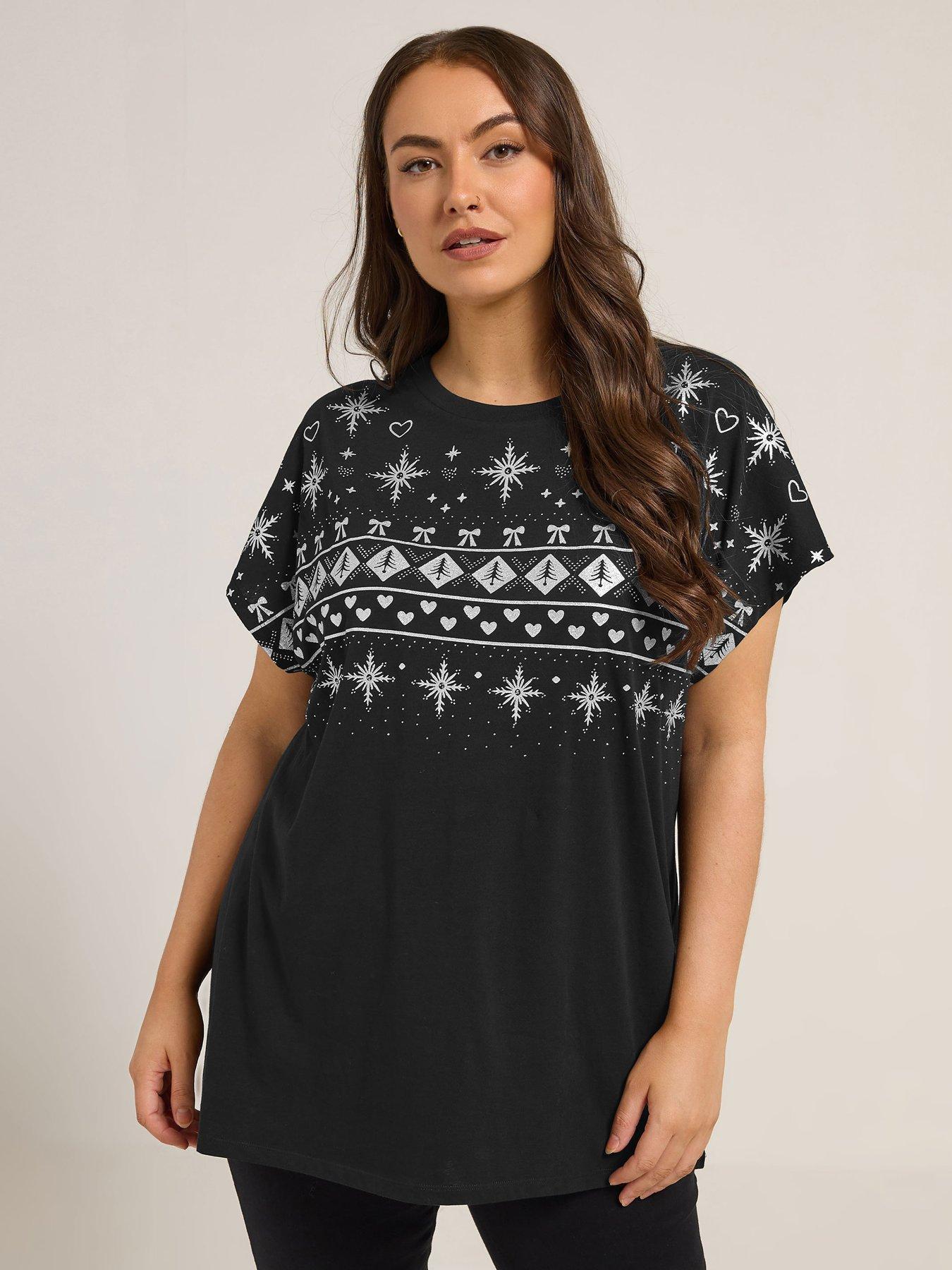 yours-curve-fairisle-glitter-t-shirt-blackoutfit