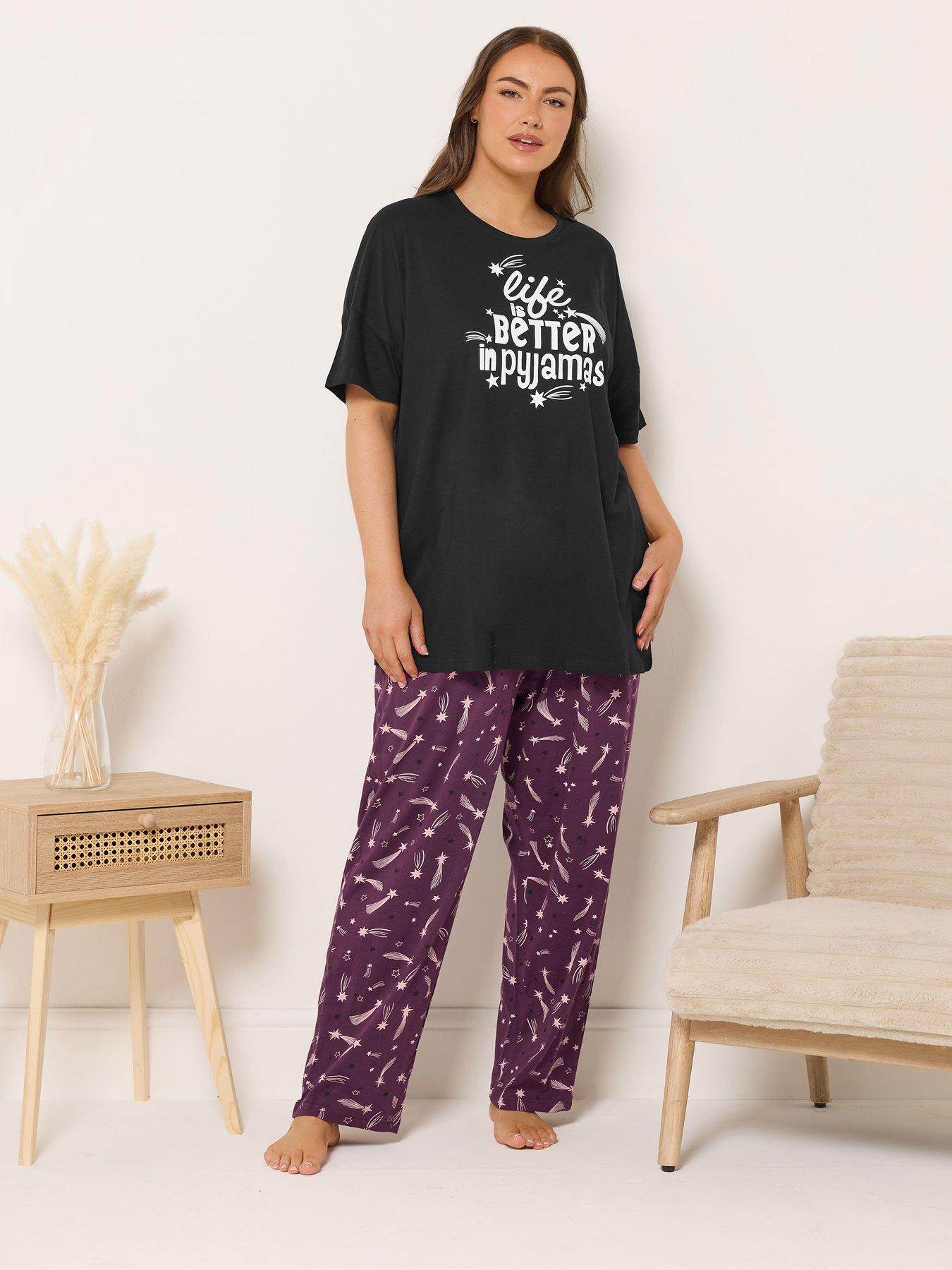 Image 3 of 3 of Yours Curve Better In Pyjamas Sleeptee Top - Black