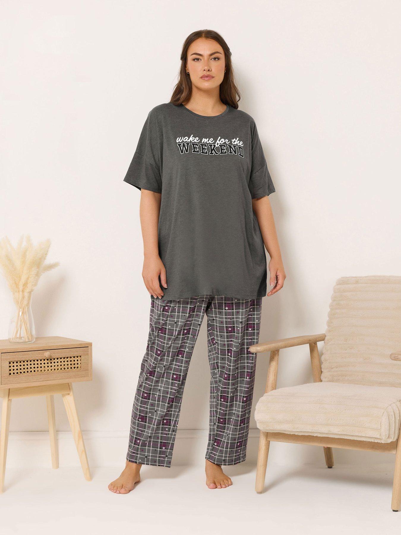 Image 3 of 4 of Yours Curve Wake For Weekend Sleeptee Top - Grey