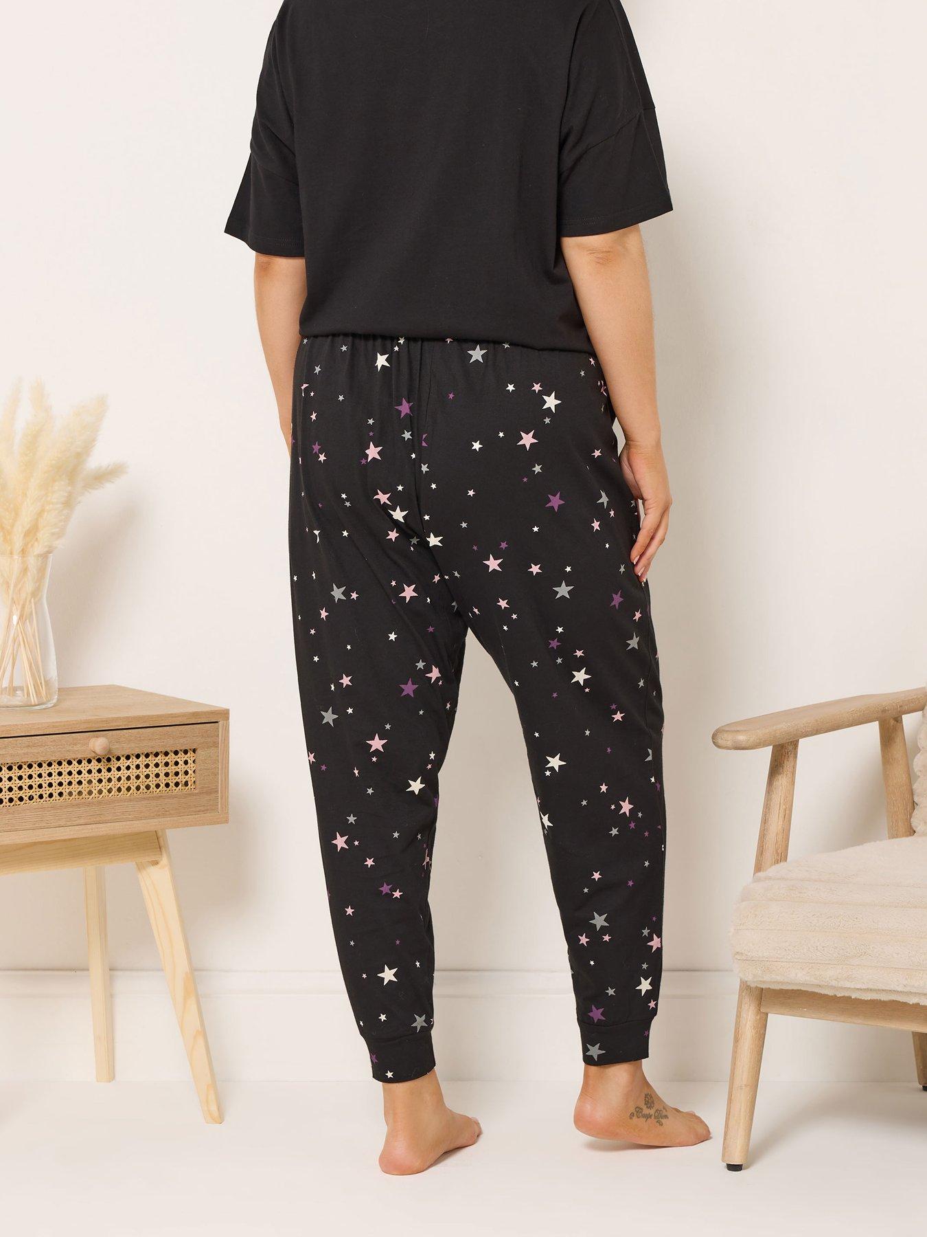 yours-curve-scattered-stars-cuffed-pyjama-pant-blackstillFront