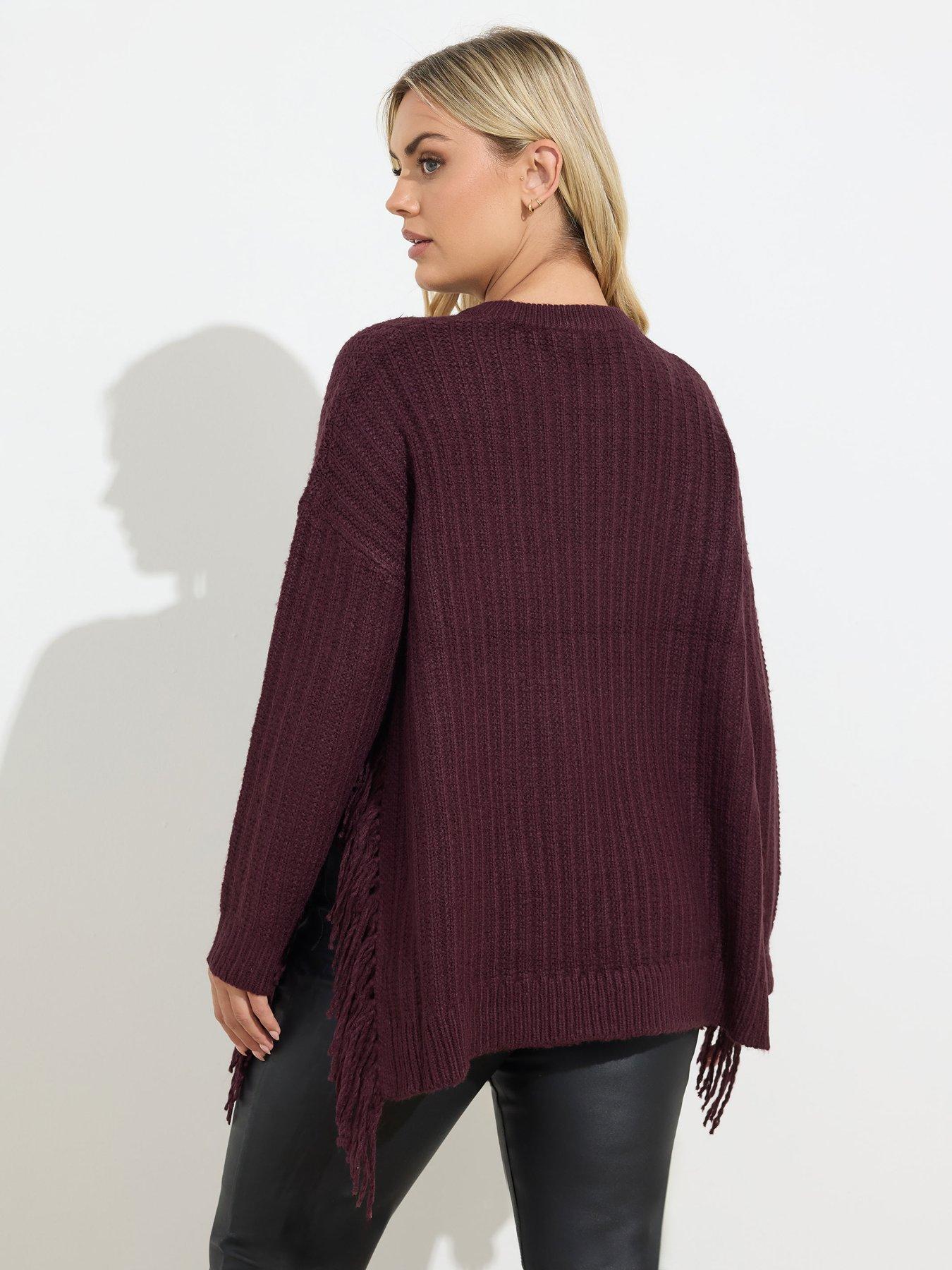 yours-curve-fringed-tunic-jumper-purplestillFront