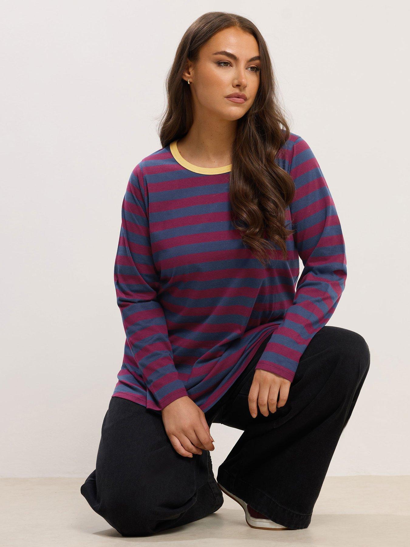 yours-curve-long-sleeve-stripe-top-red