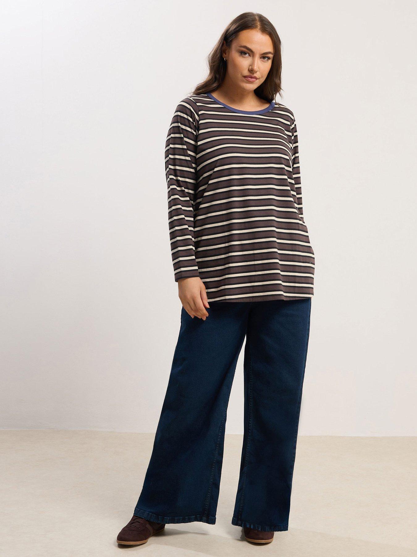 yours-curve-long-sleeve-stripe-top-brownback