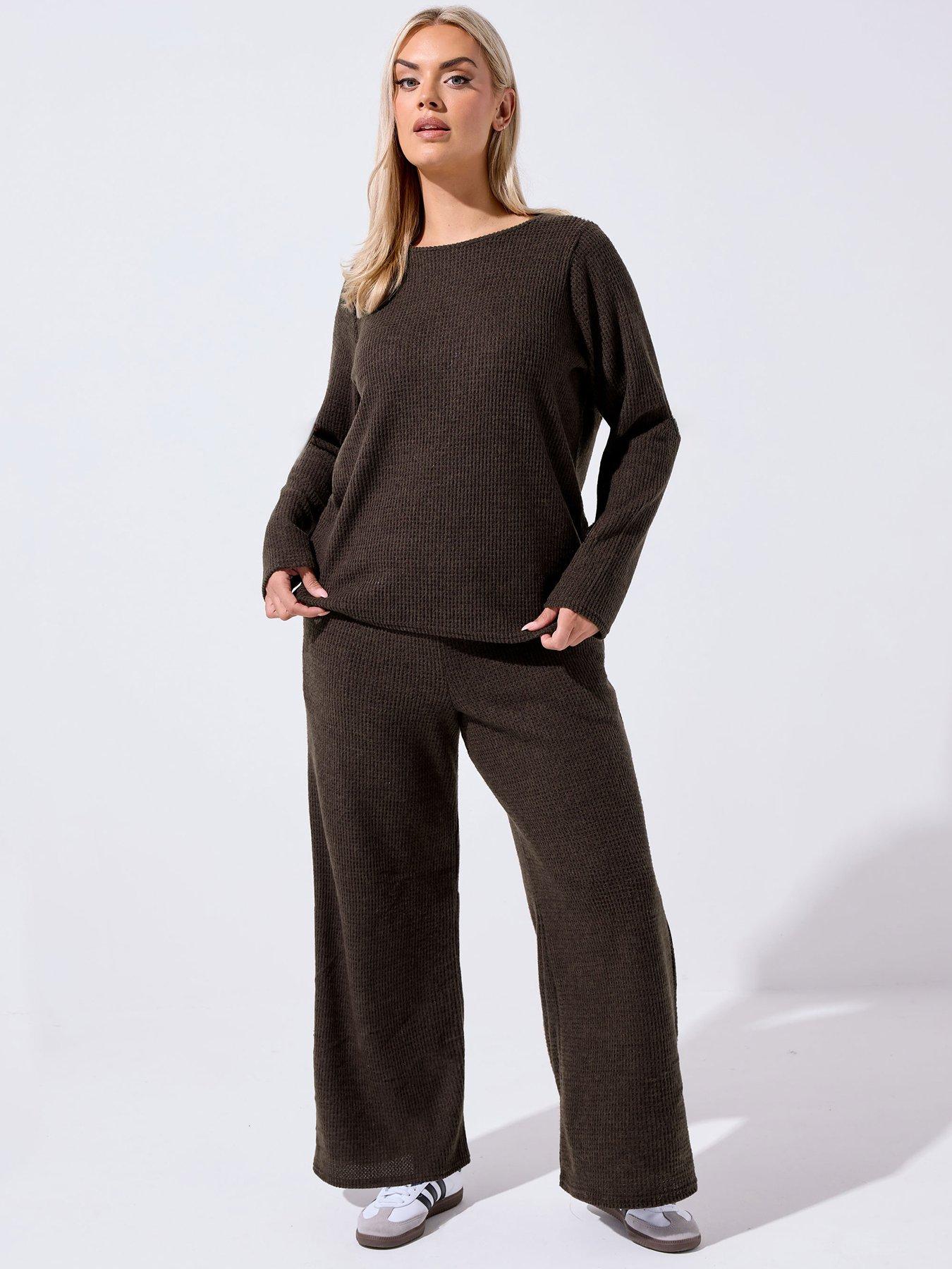 yours-curve-ribbed-long-sleeve-lounge-top-brownback