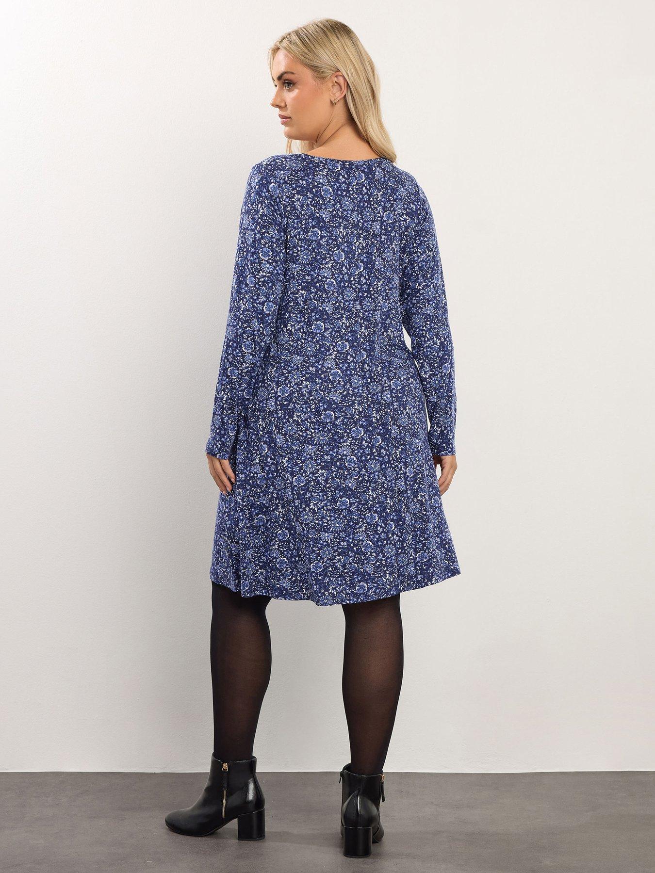 yours-curve-pleat-front-dress-bluestillFront