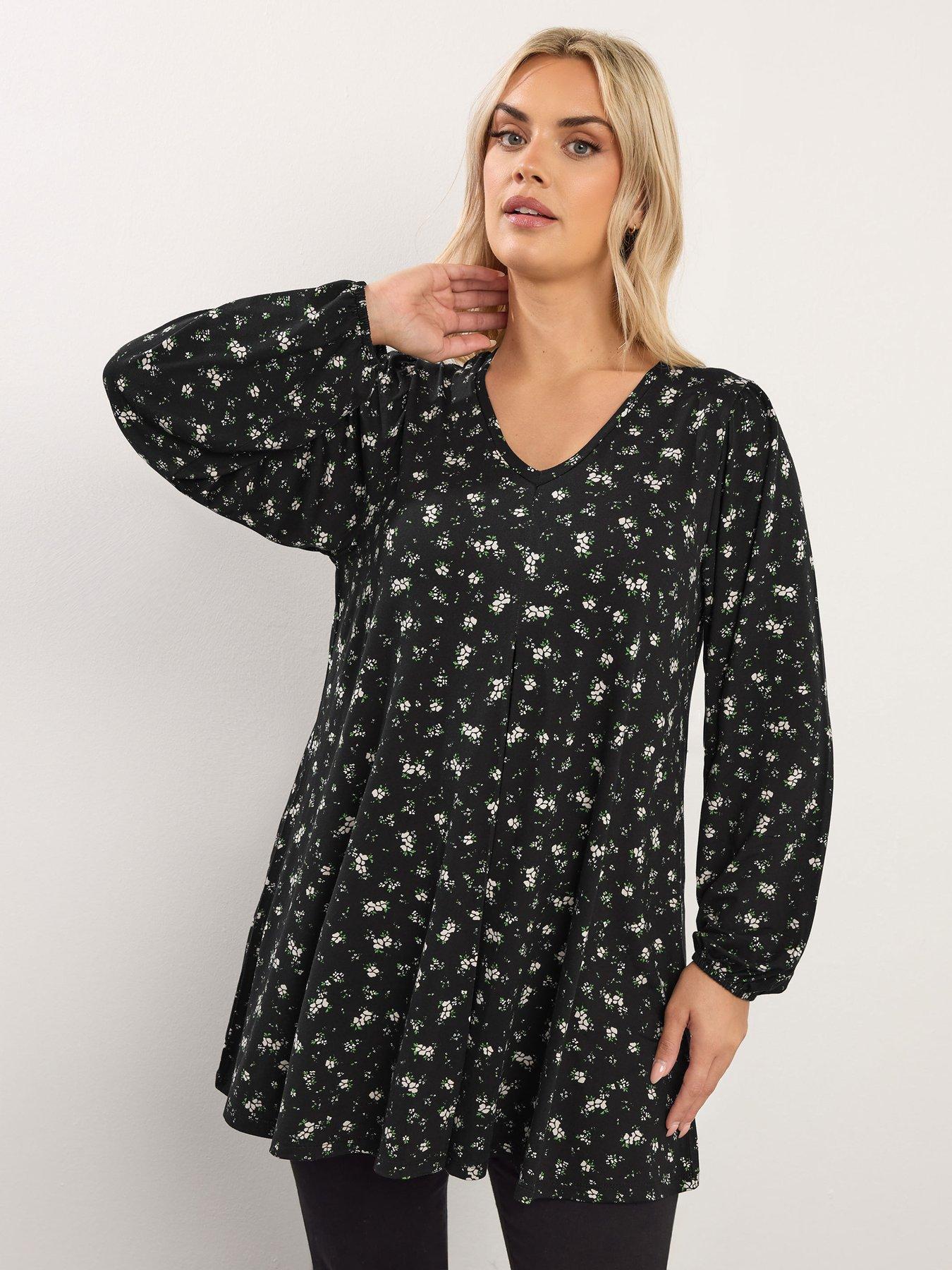 yours-curve-pleat-balloon-sleeve-top-black