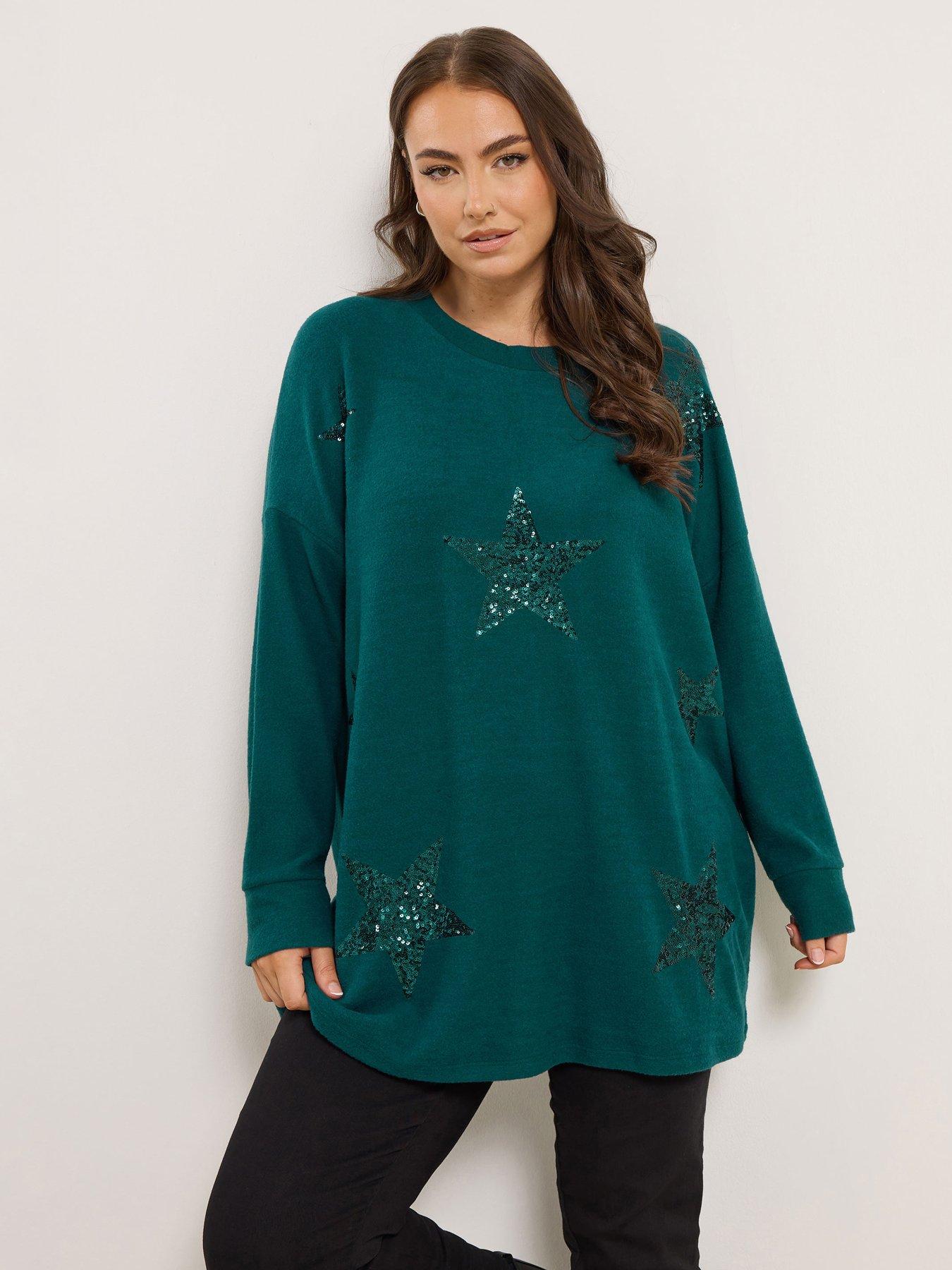 yours-curve-star-sequin-jumper-green