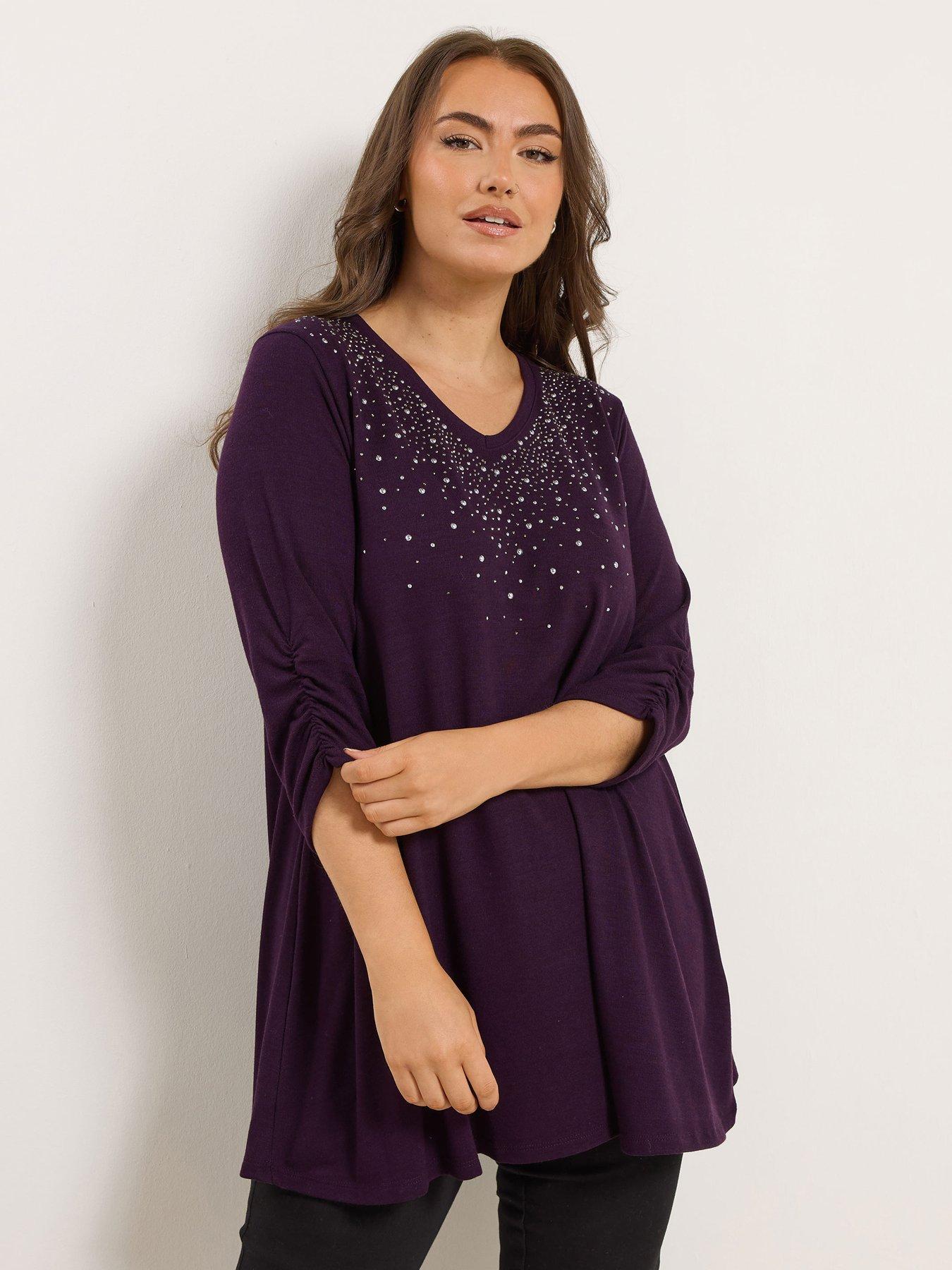 Yours Curve Stud Swing Top - Purple