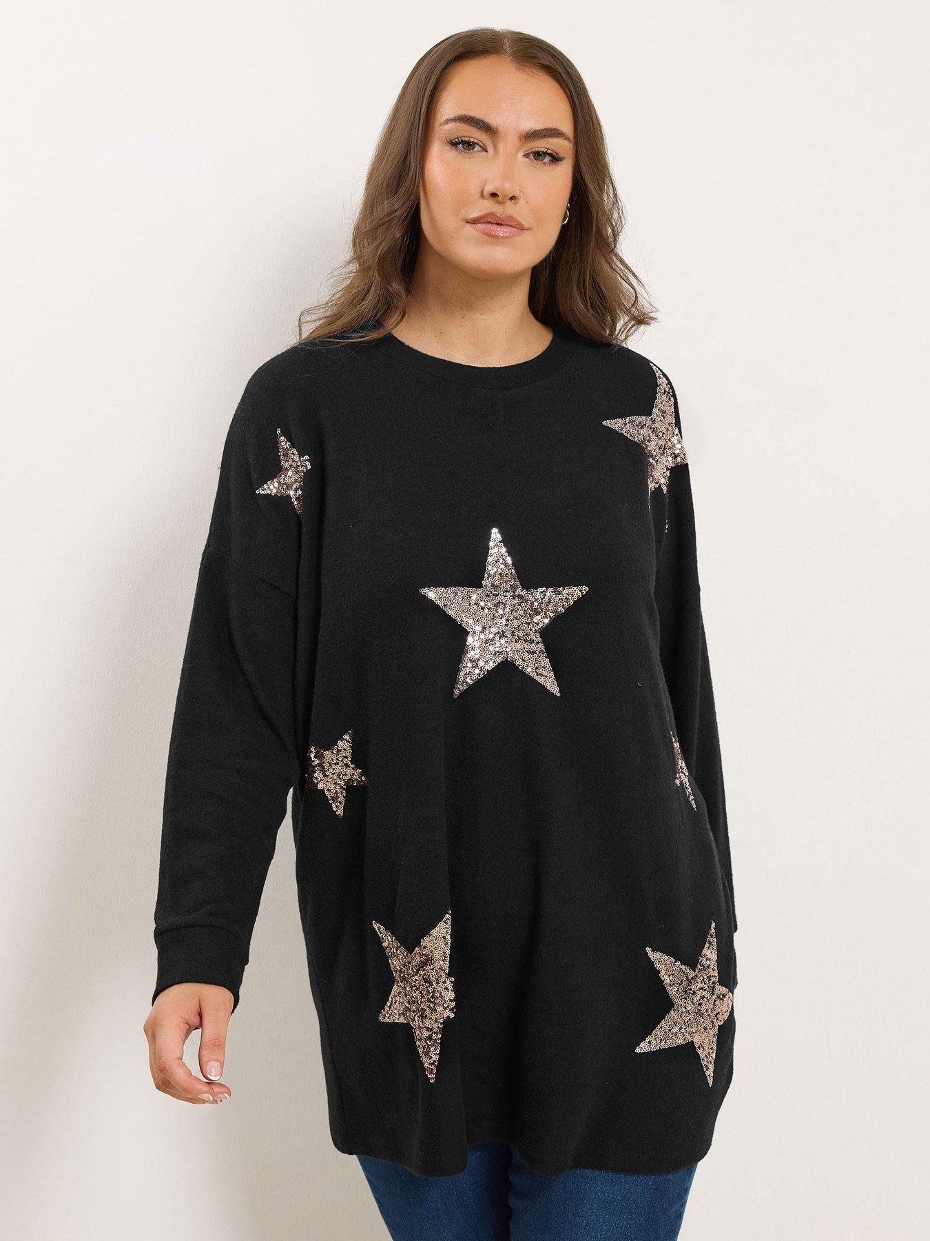 yours-curve-star-sequin-jumper-blackfront