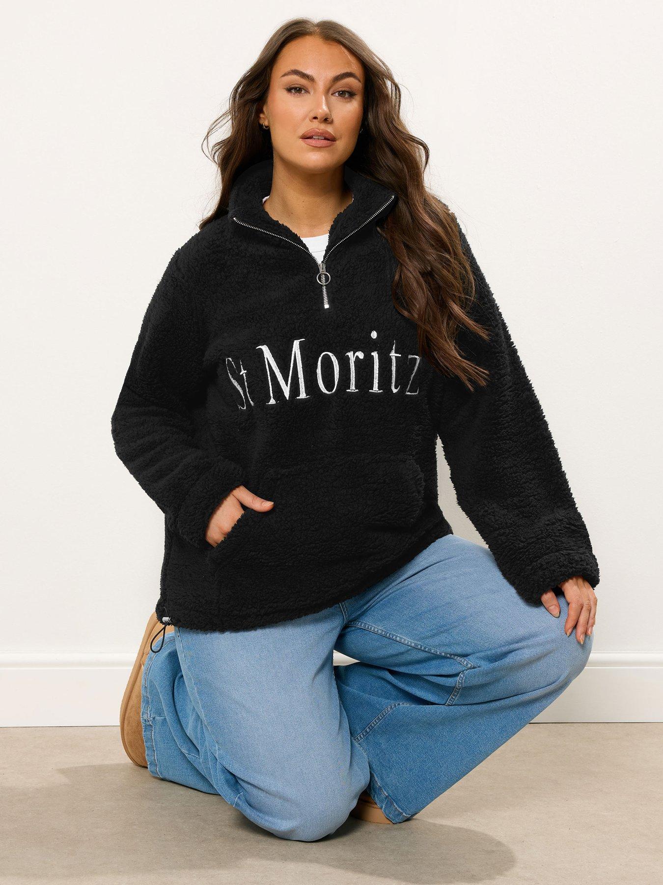 yours-curve-half-zip-borg-fleece-blackfront