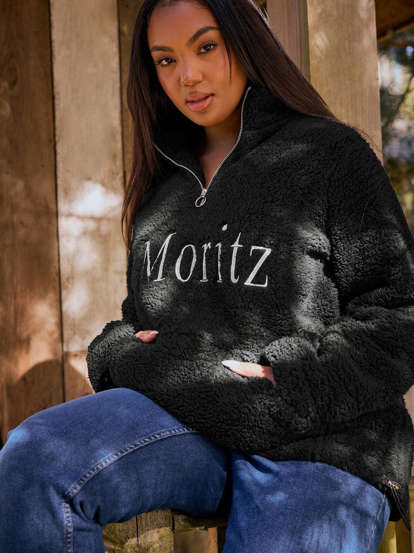 yours-curve-half-zip-borg-fleece-blackstillFront