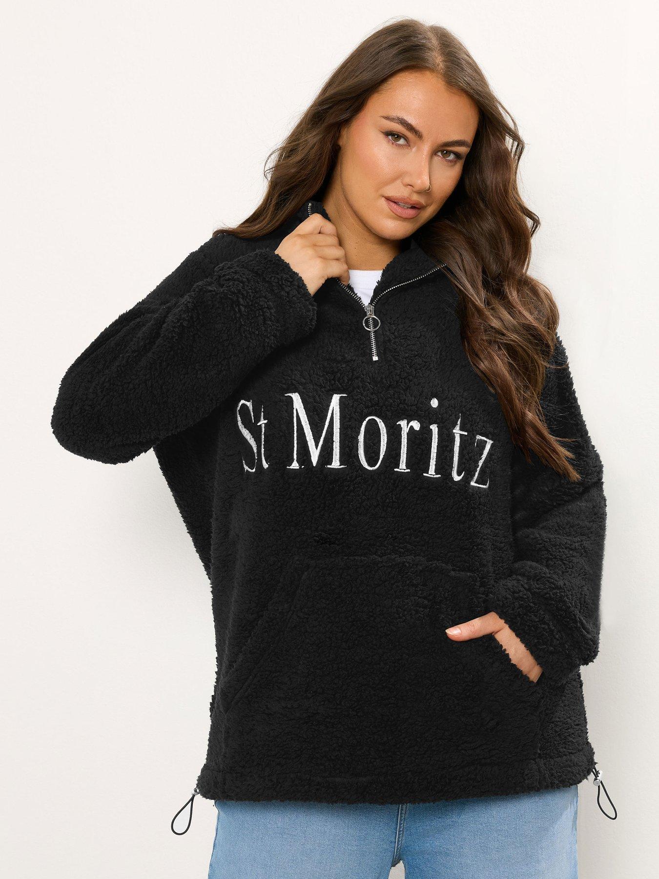 yours-curve-half-zip-borg-fleece-blackdetail