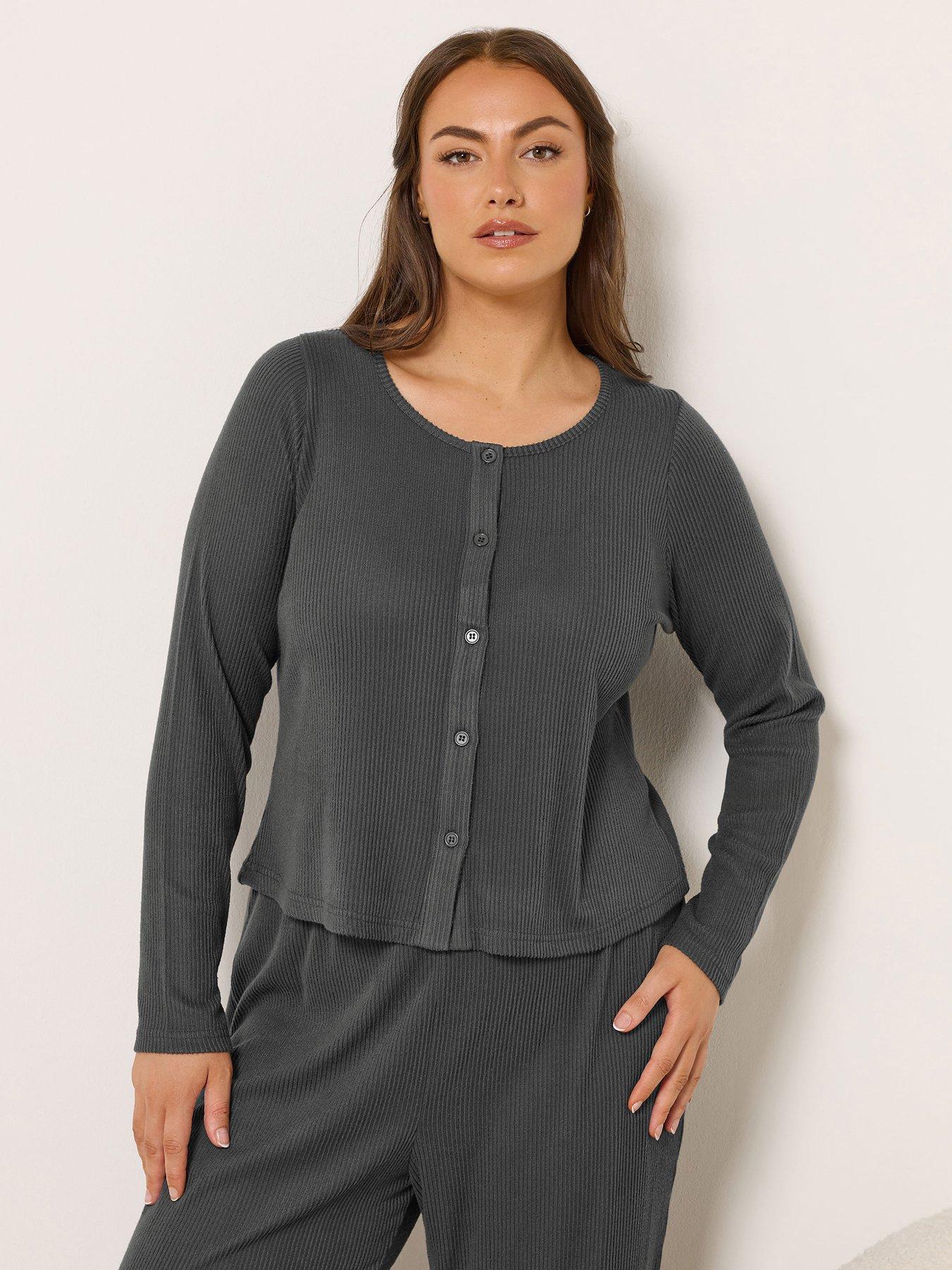 yours-curve-ribbed-cardigan-greyoutfit