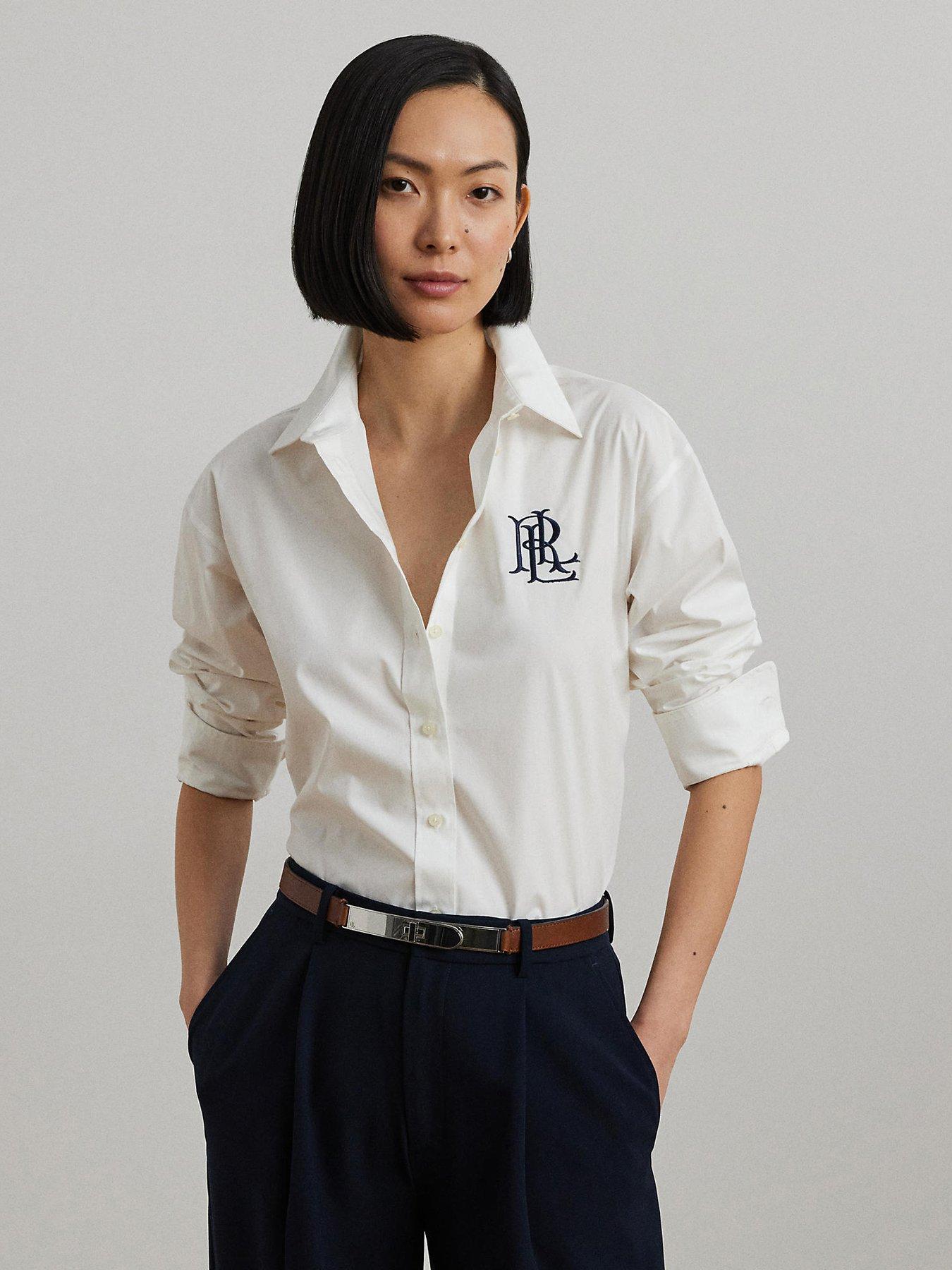 Lauren by Ralph Lauren Kotta Relaxed Fit Long Sleeve Cotton LRL Shirt - White