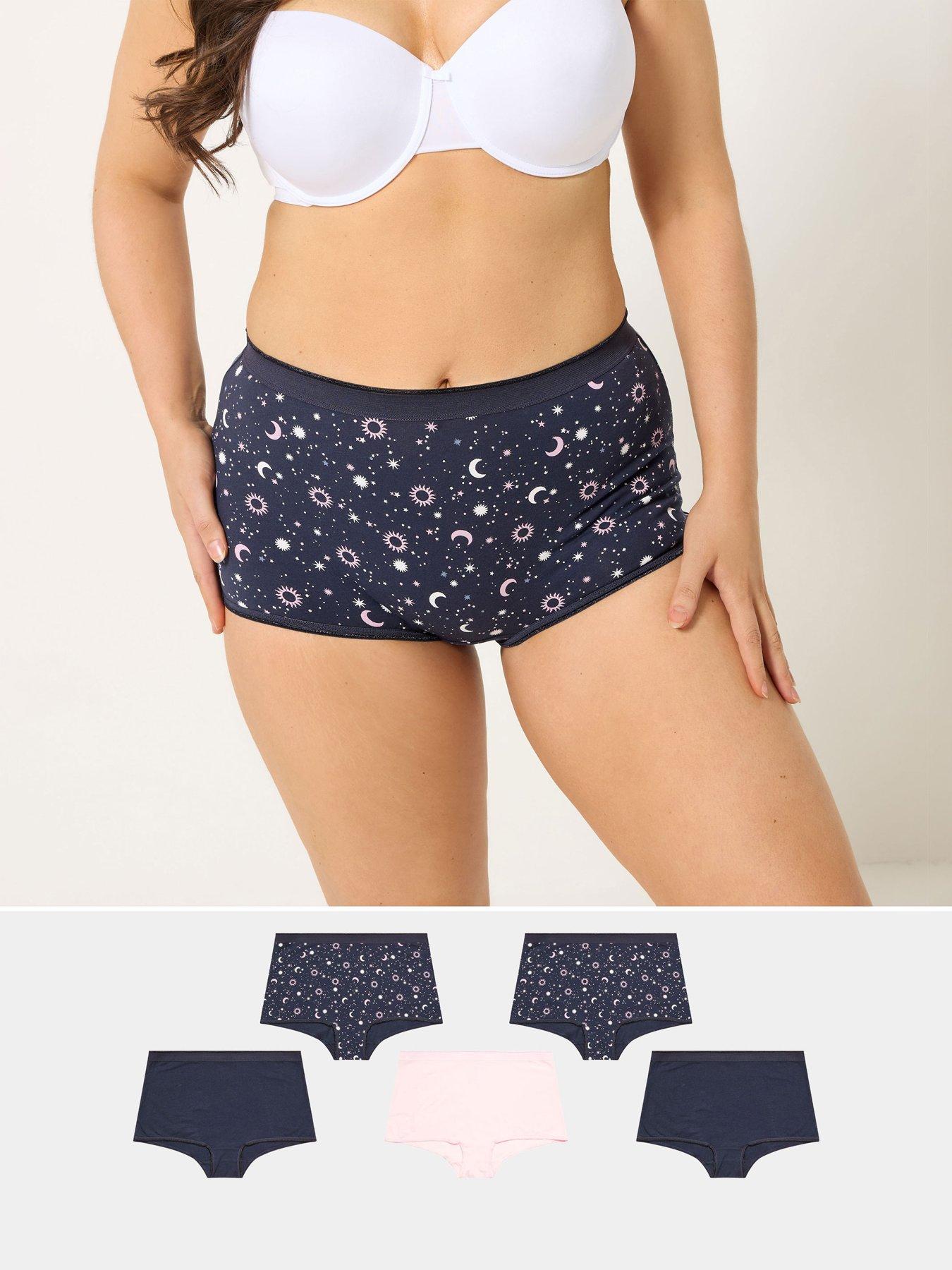 yours-curve-5-pack-navy-moon-and-star-shorts-blue