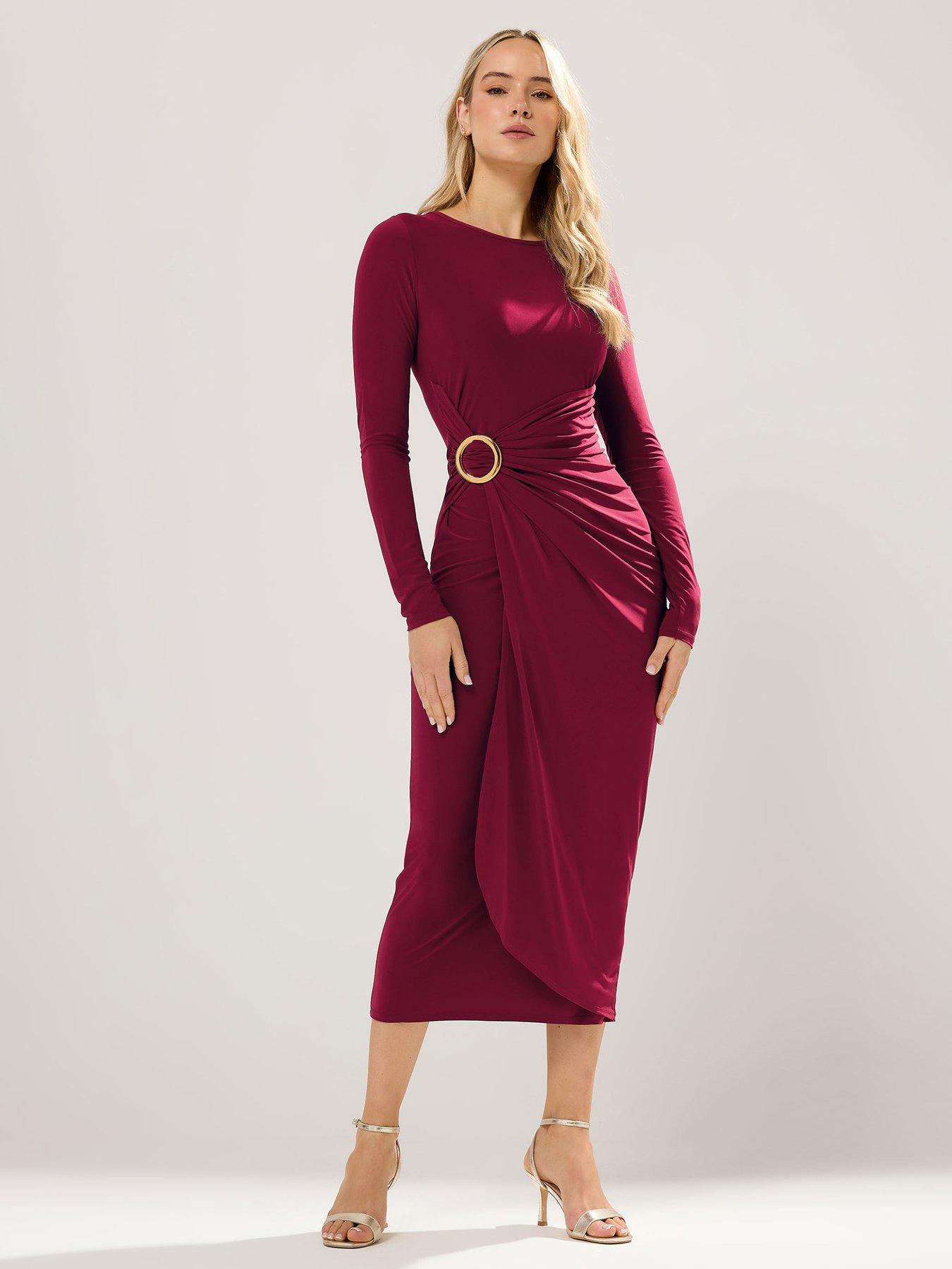 long-tall-sally-sleeve-buckle-midaxi-dress-red
