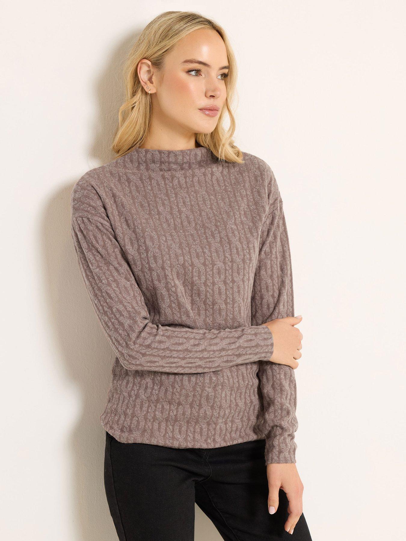 Long Tall Sally Cable Funnel Neck Top - Pink