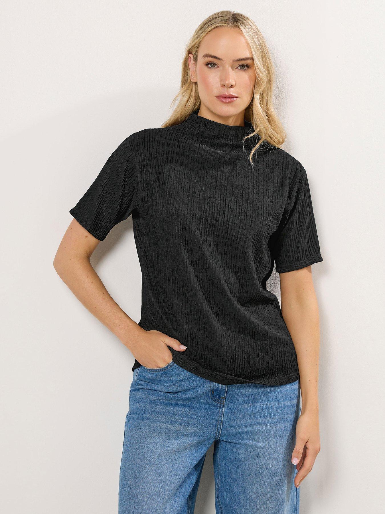 long-tall-sally-textured-funnel-neck-top-blackfront