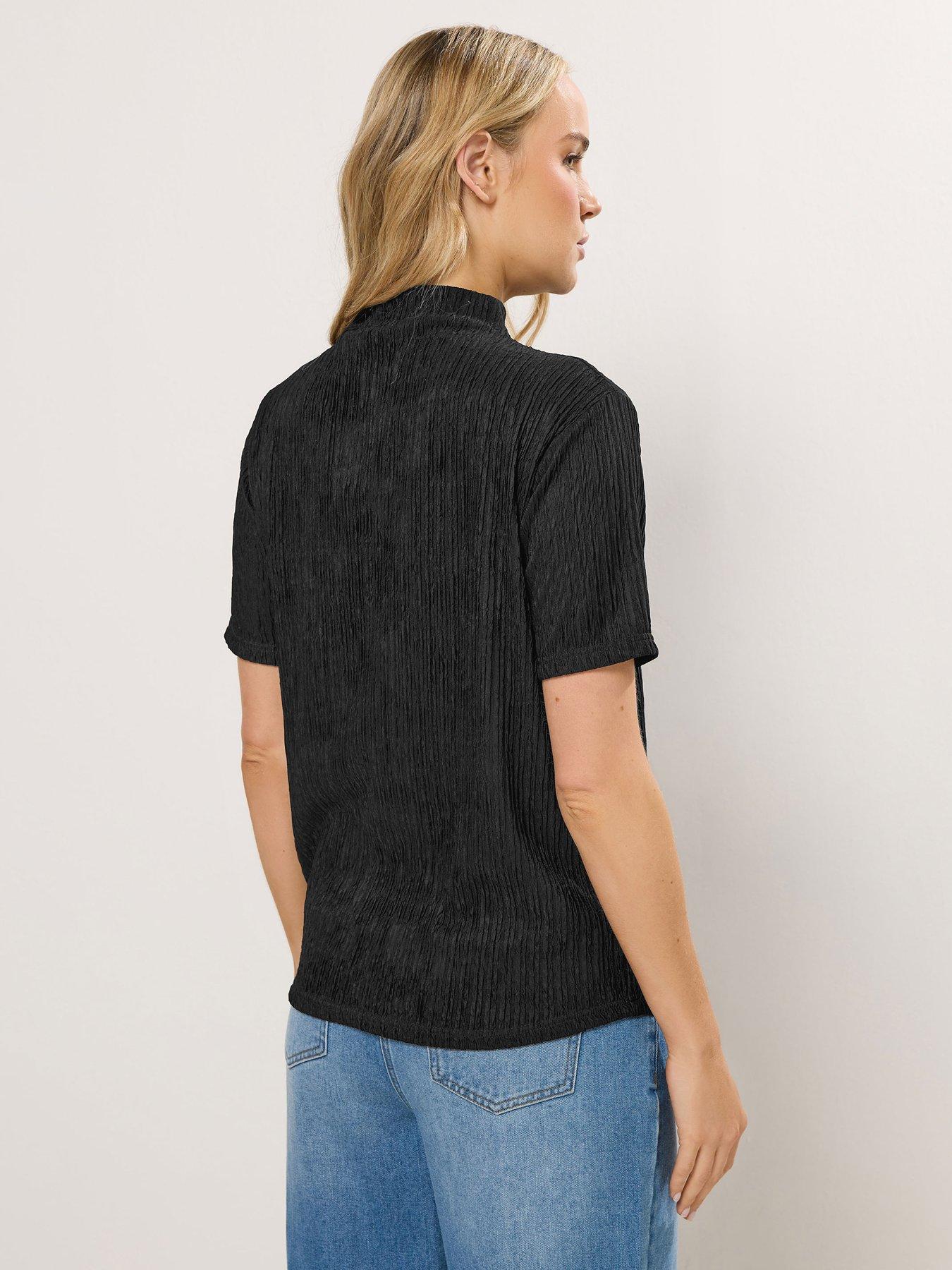 long-tall-sally-textured-funnel-neck-top-blackstillFront