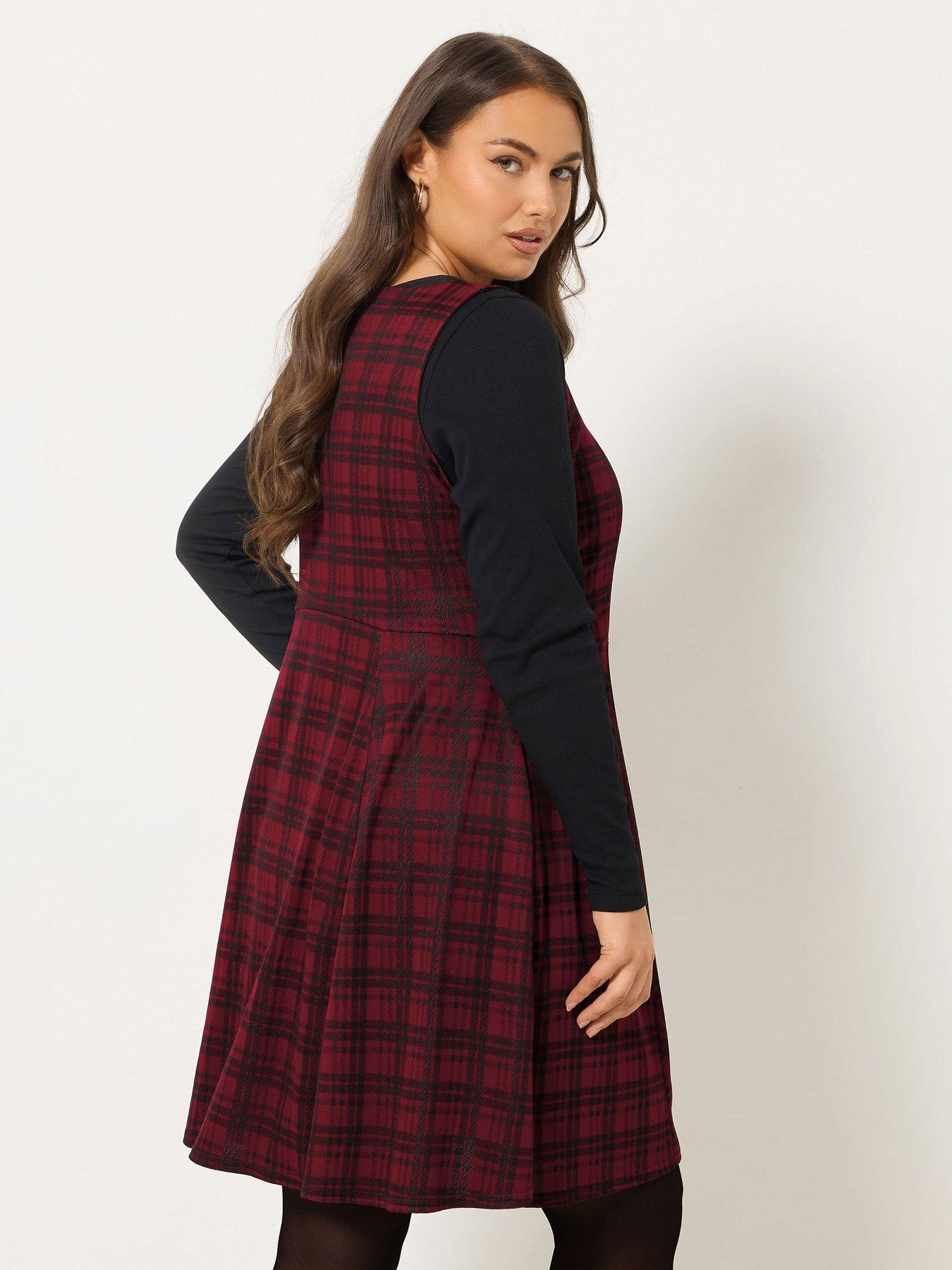 yours-curve-check-pinafore-dress-redstillFront