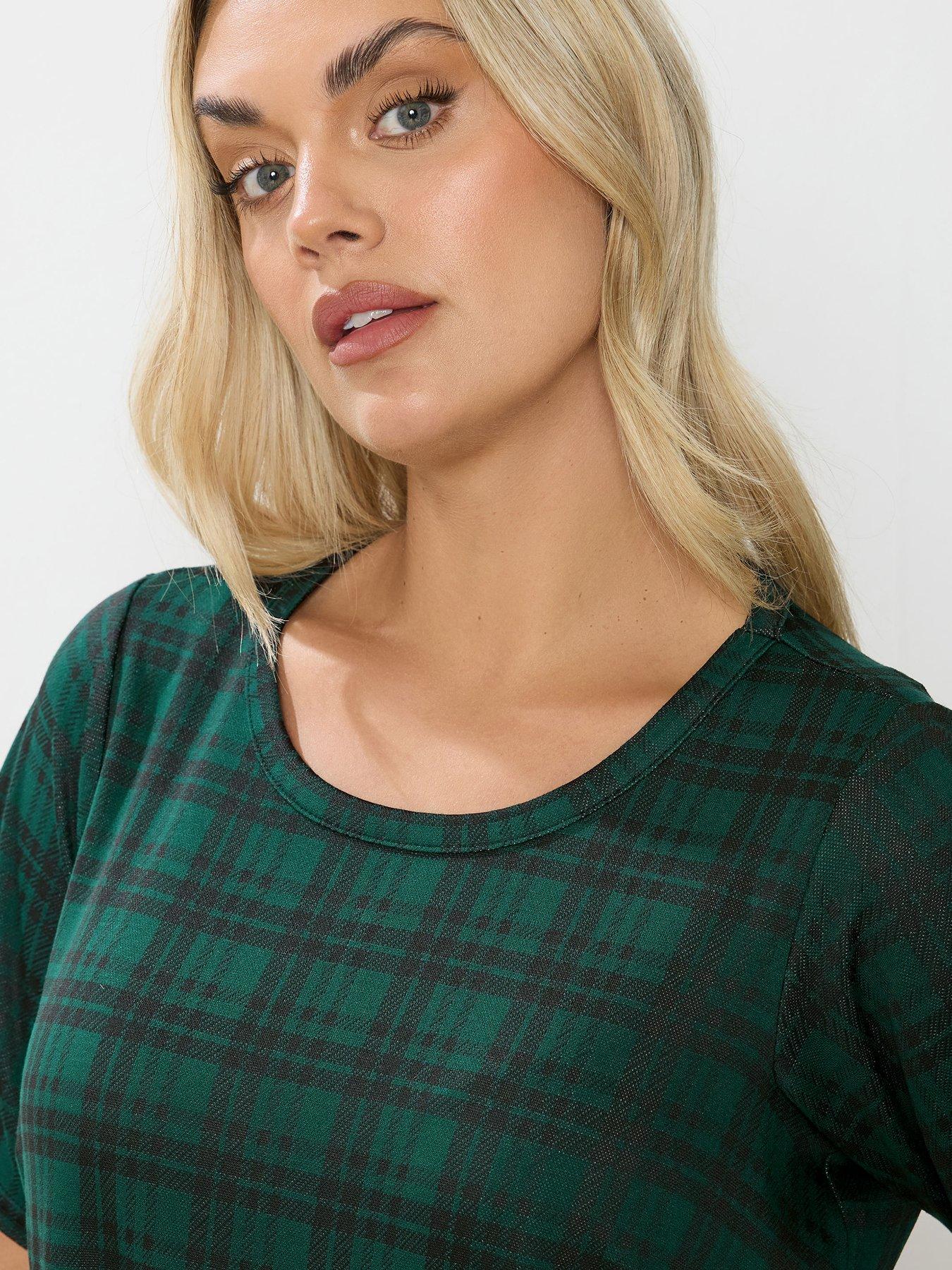 yours-curve-check-flippy-dress-greenoutfit