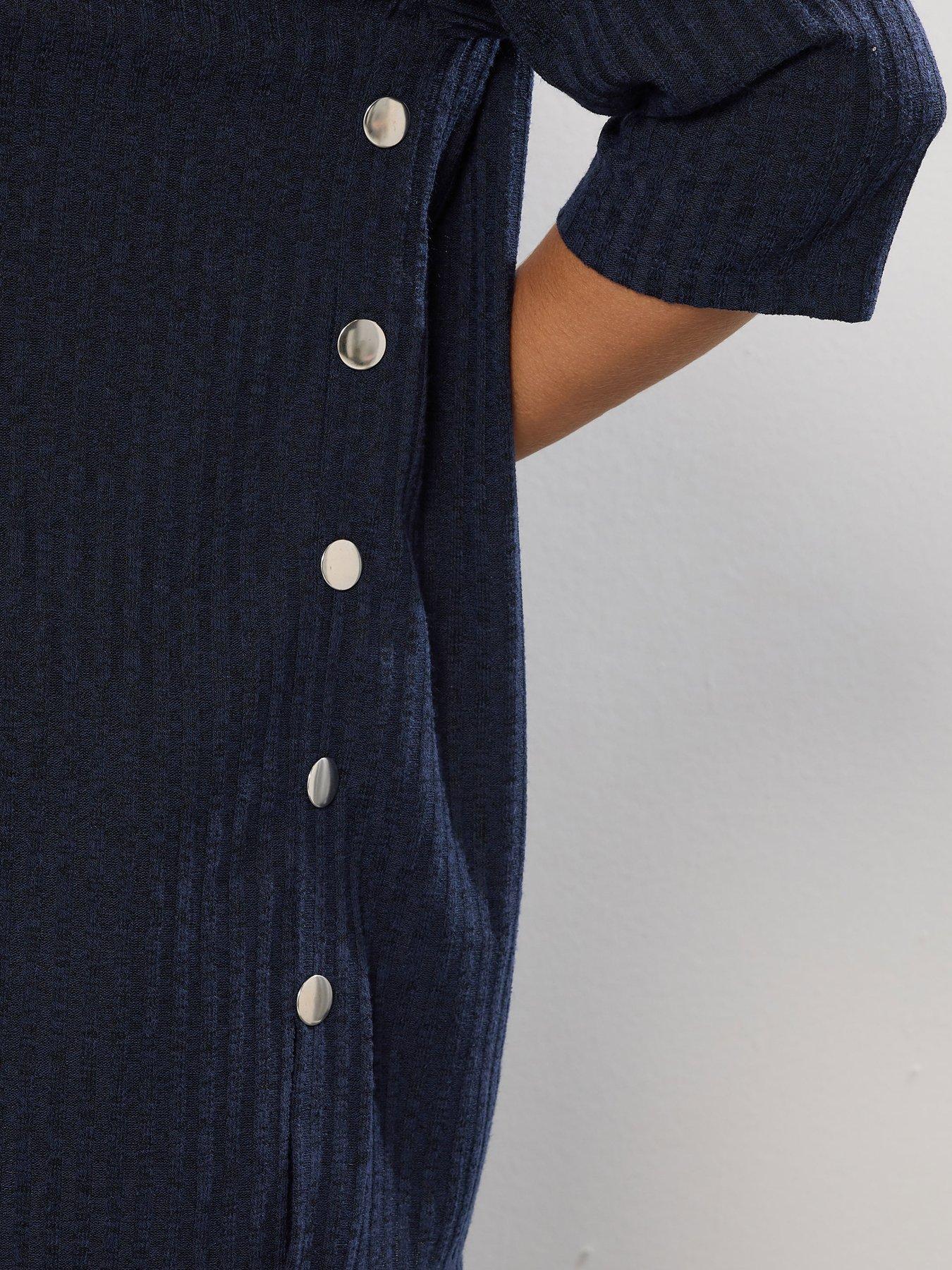 yours-curve-side-button-ribbed-top-blueoutfit