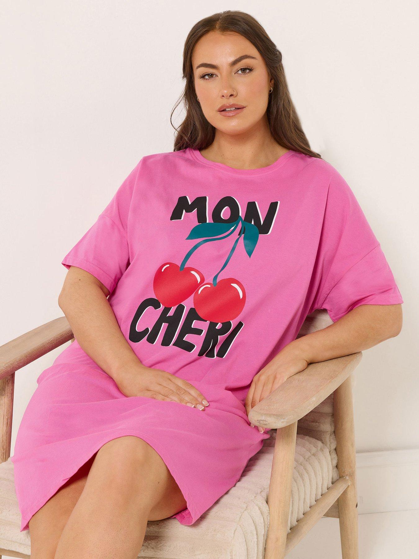 Yours Curve Mon Cheri Sleeptee Nightdress - Pink