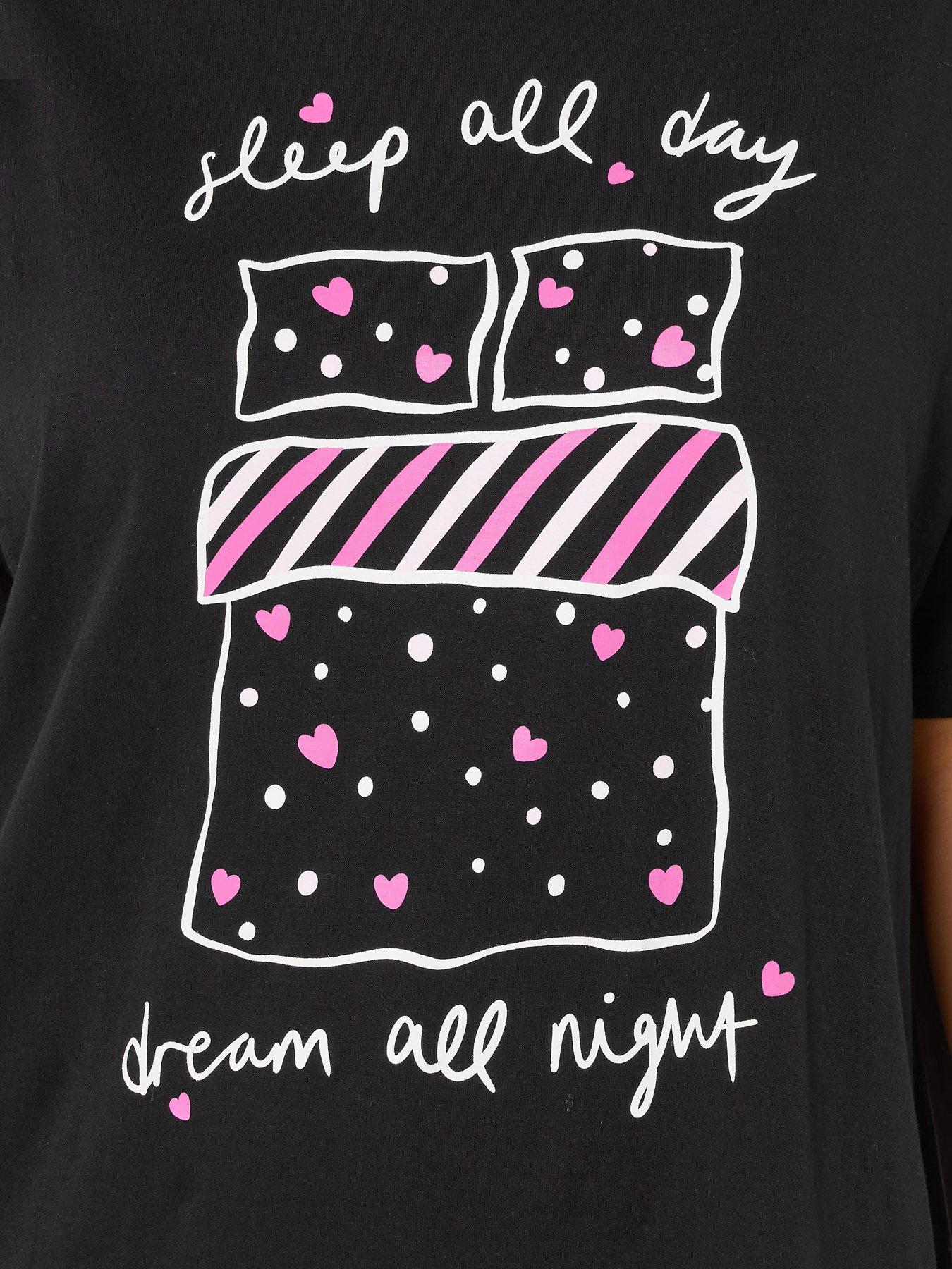 Image 4 of 4 of Yours Curve Sleep All Day Sleeptee Nightdress - Black