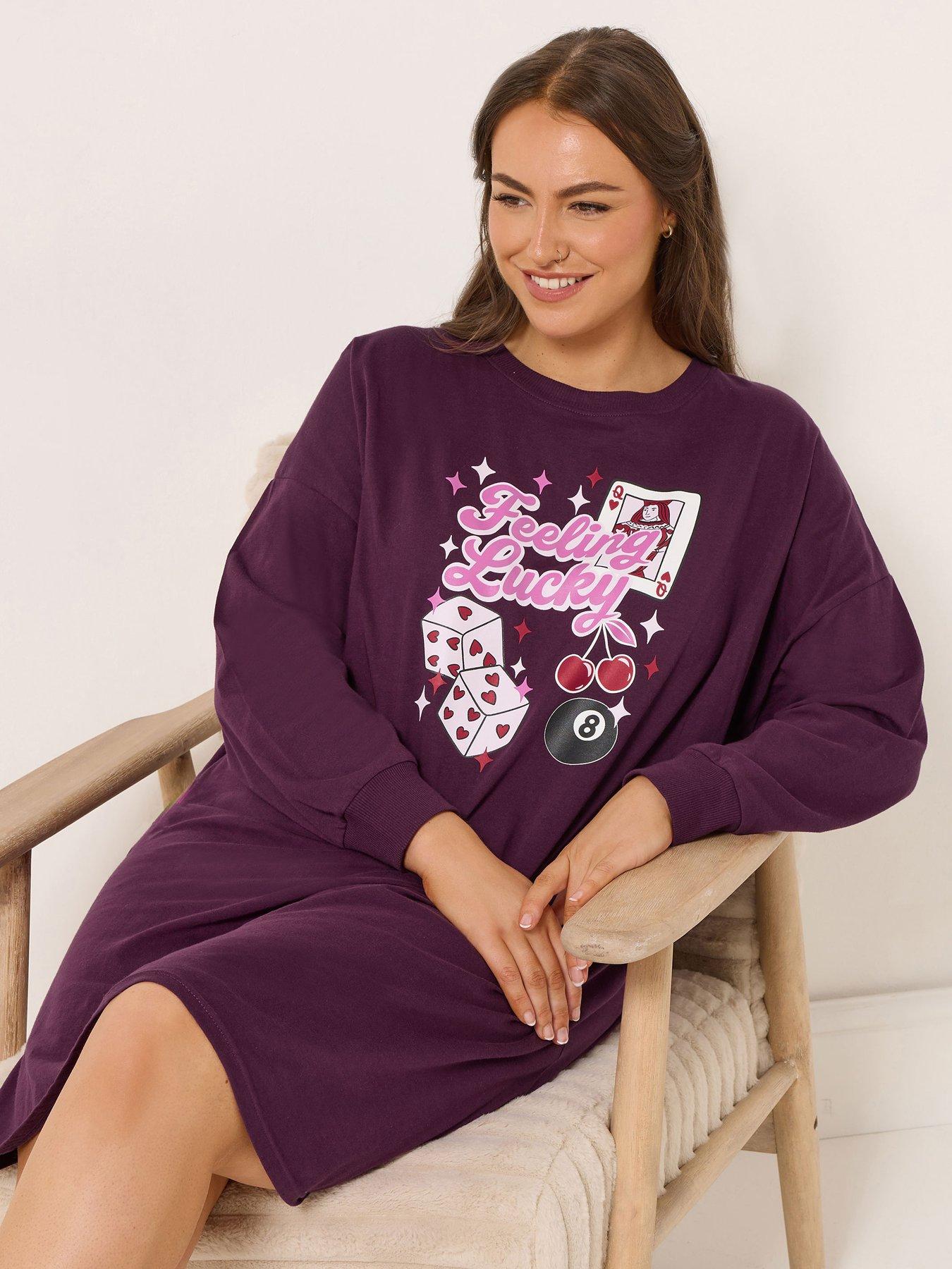 yours-curve-feeling-lucky-long-sleeve-nightdress-red