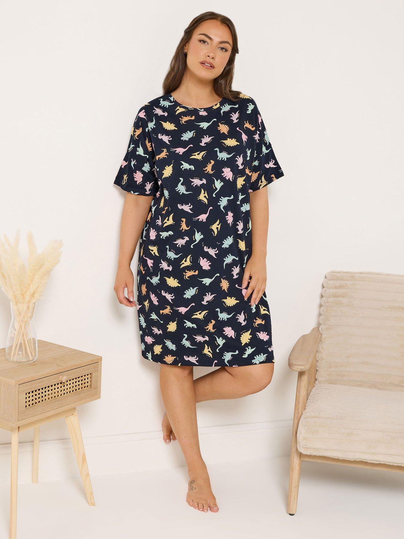 Yours Curve Dinosnore Sleeptee Nightdress - Blue