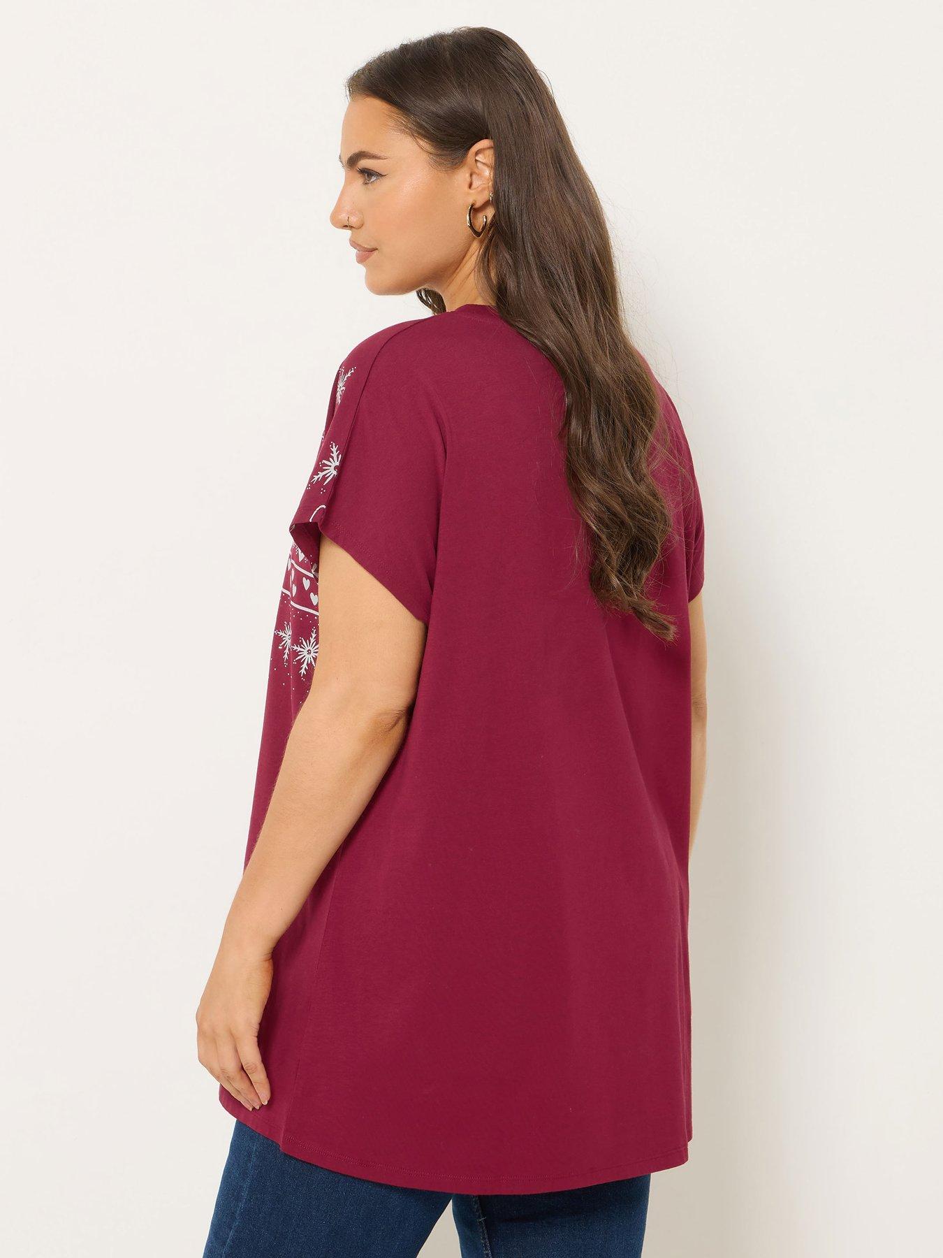 yours-curve-fairisle-t-shirt-redstillFront