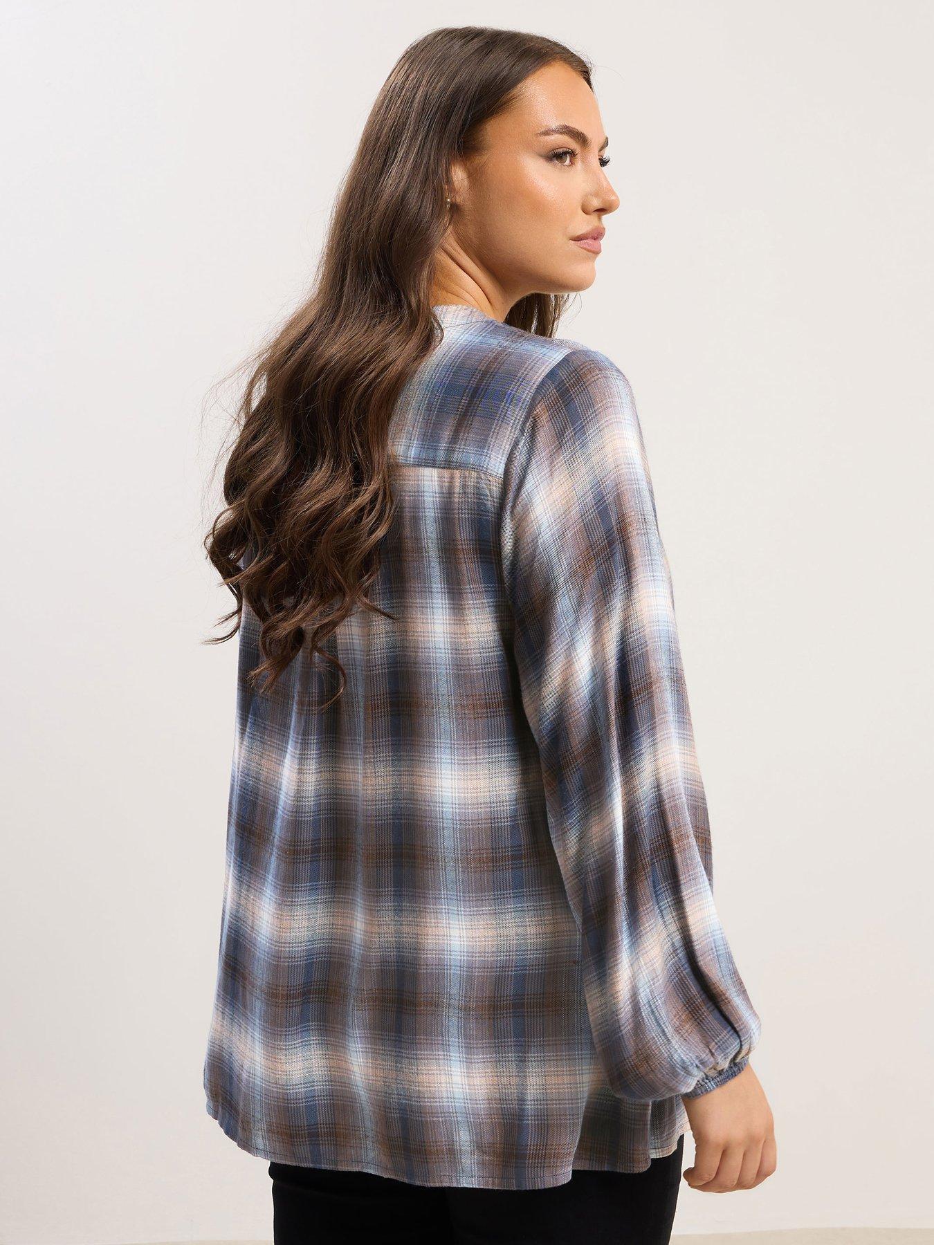 yours-curve-check-blouse-brownstillFront