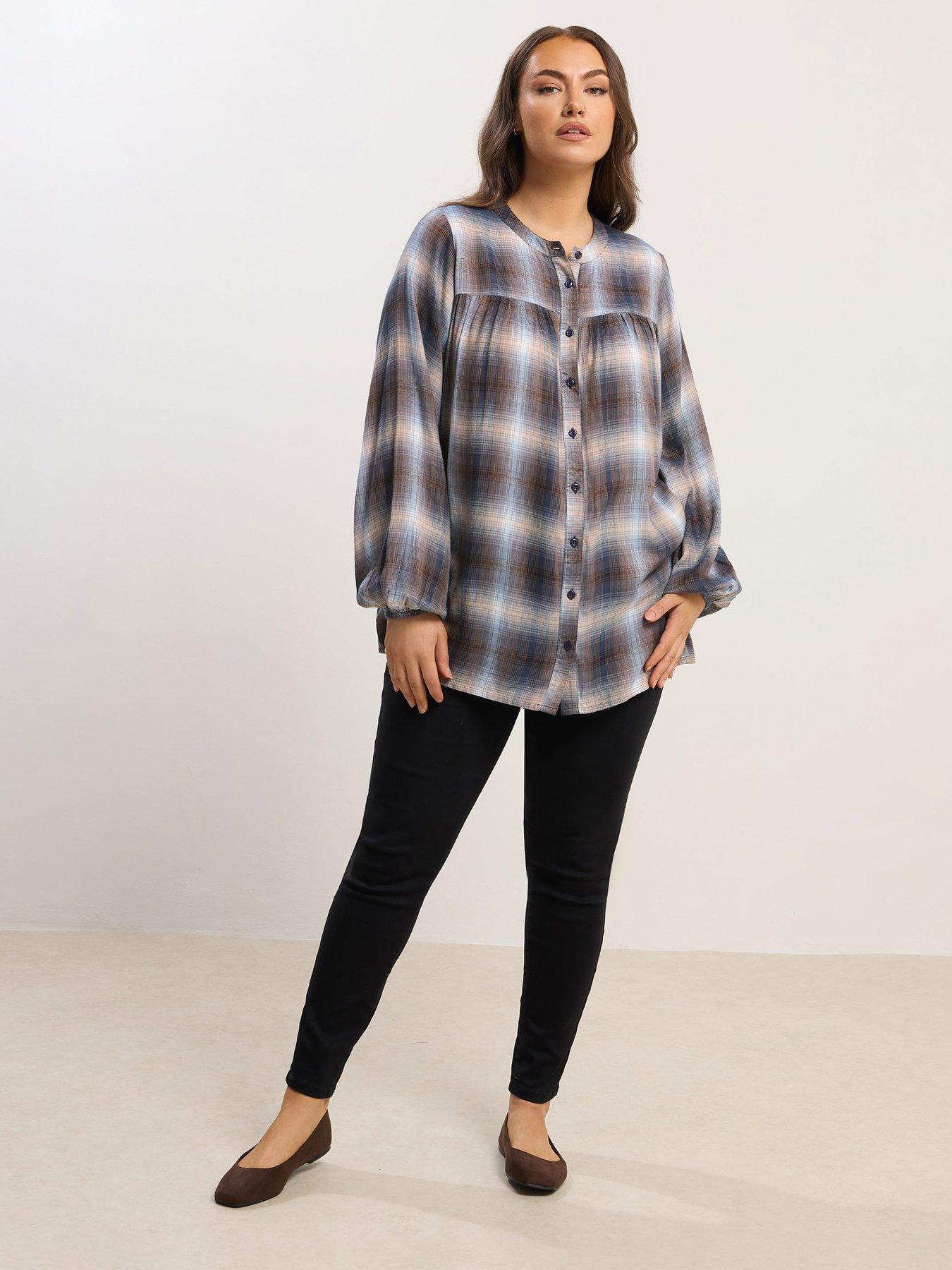 yours-curve-check-blouse-brownback