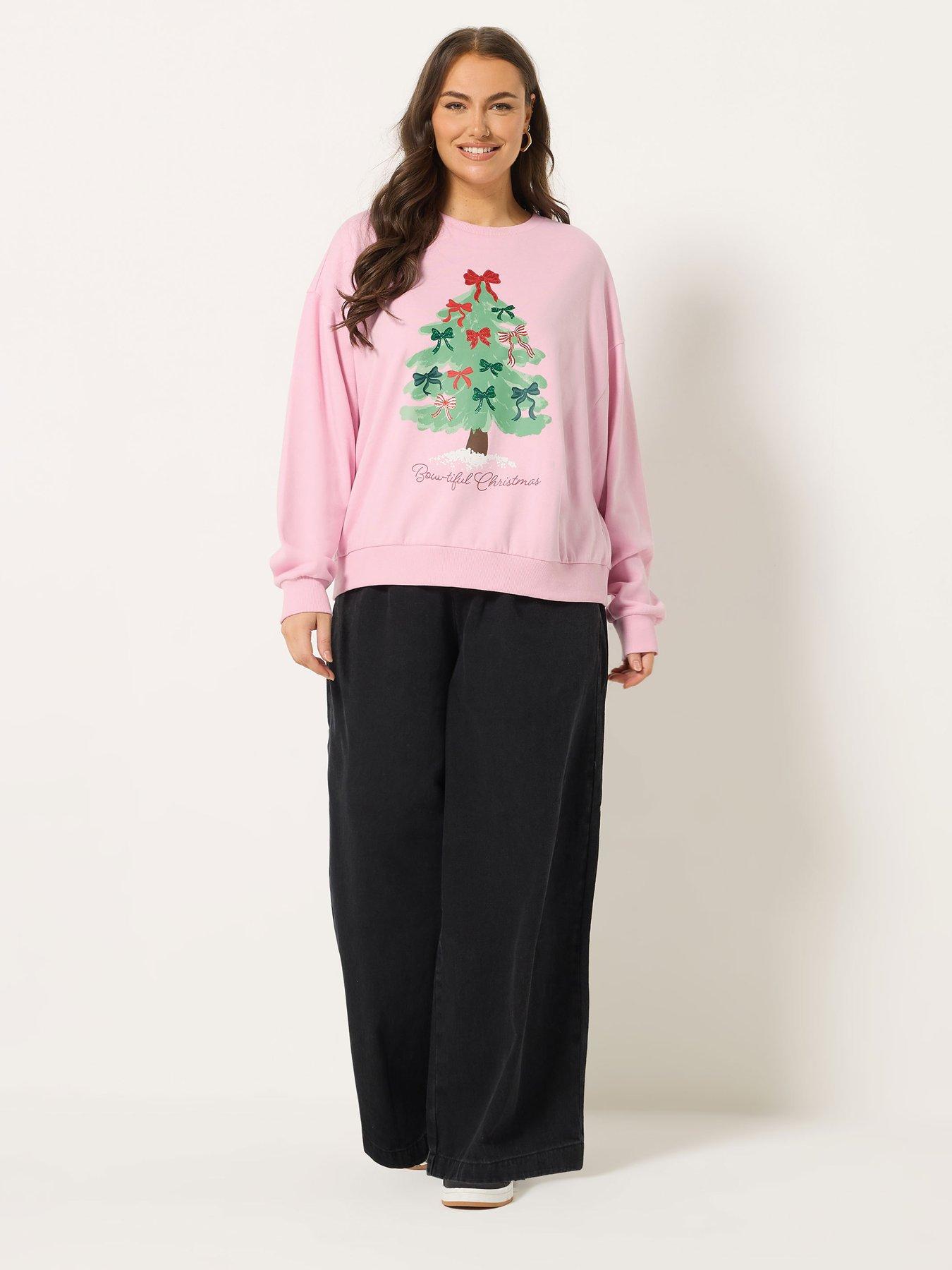 yours-curve-bow-tree-novelty-sweatshirt-pinkback