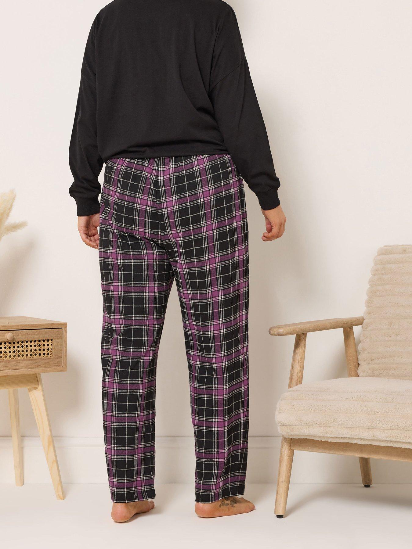 yours-curve-check-wide-leg-pyjama-pant-blackstillFront