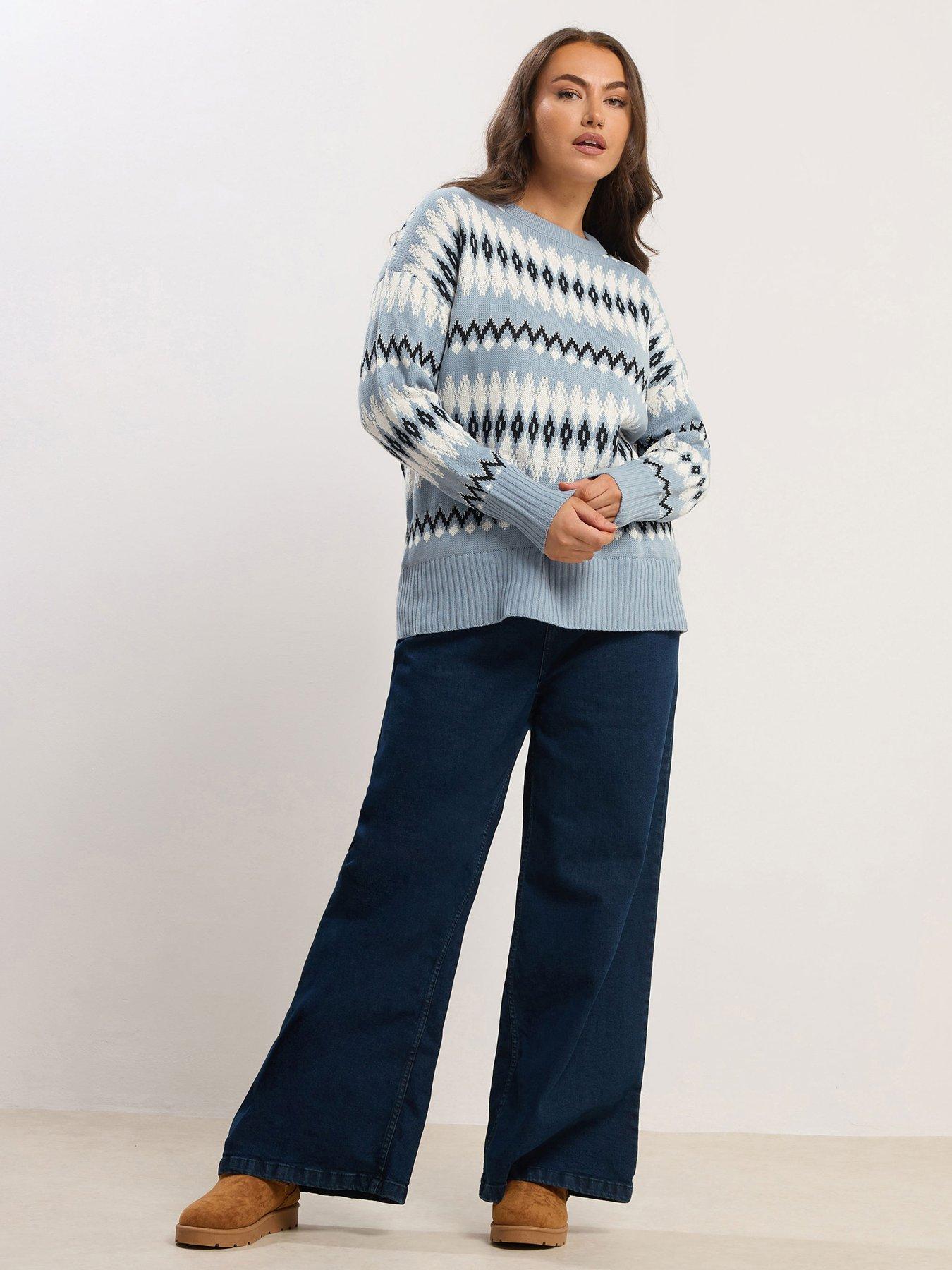 Image 3 of 4 of Yours Curve Fairisle Jumper - Blue