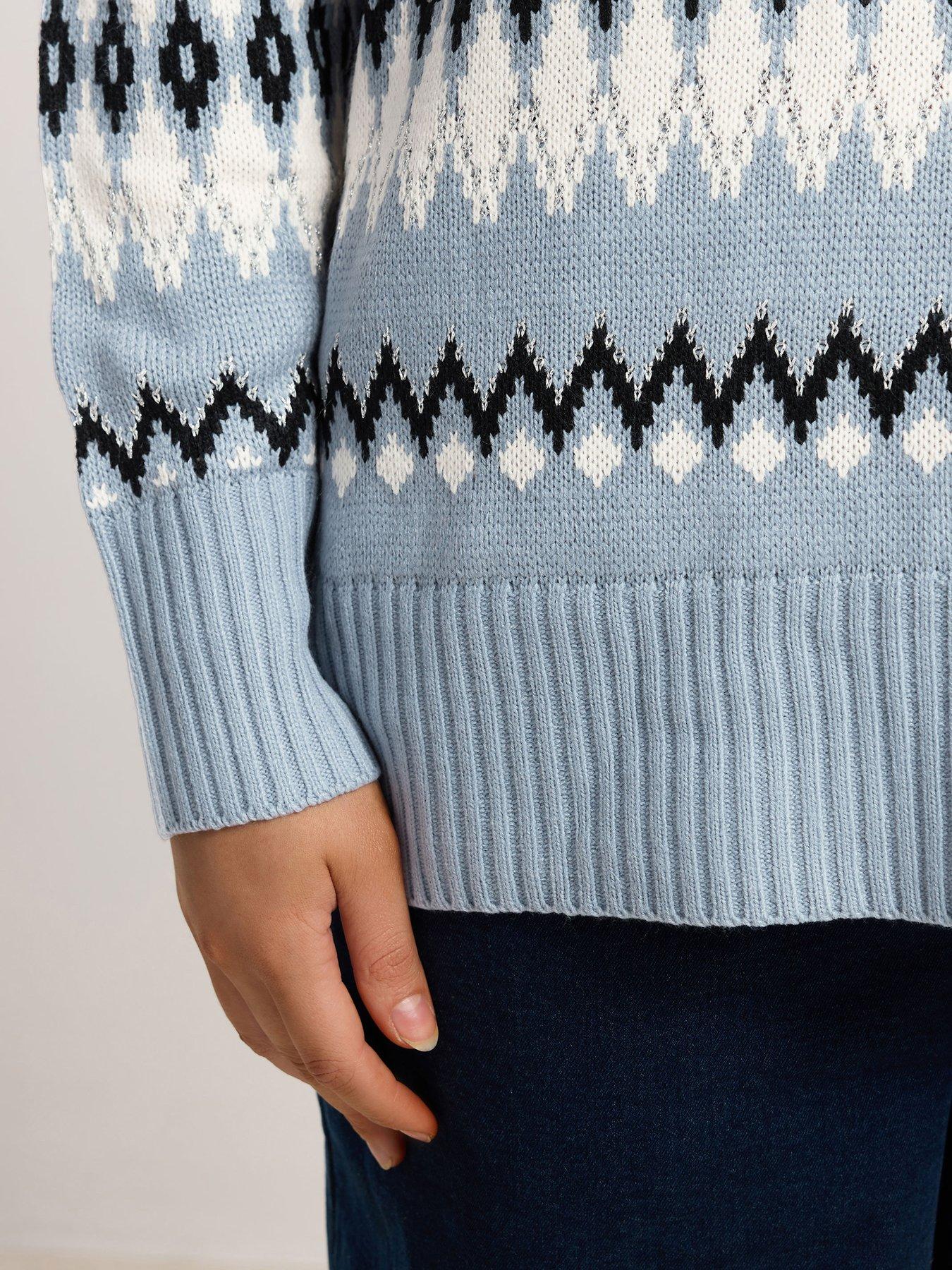 Image 4 of 4 of Yours Curve Fairisle Jumper - Blue