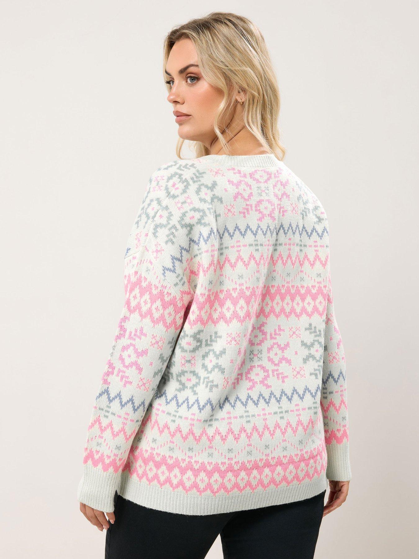 yours-curve-soft-fairisle-v-neck-jumper-whitestillFront