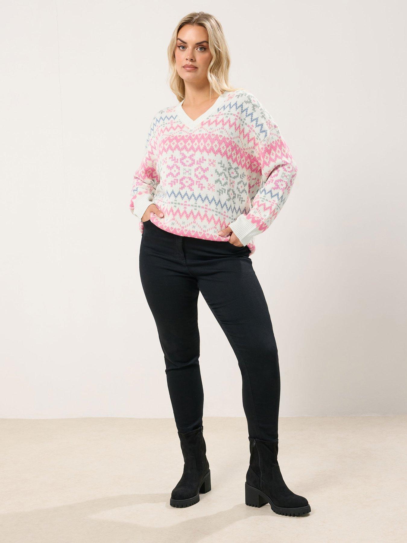 yours-curve-soft-fairisle-v-neck-jumper-whiteback