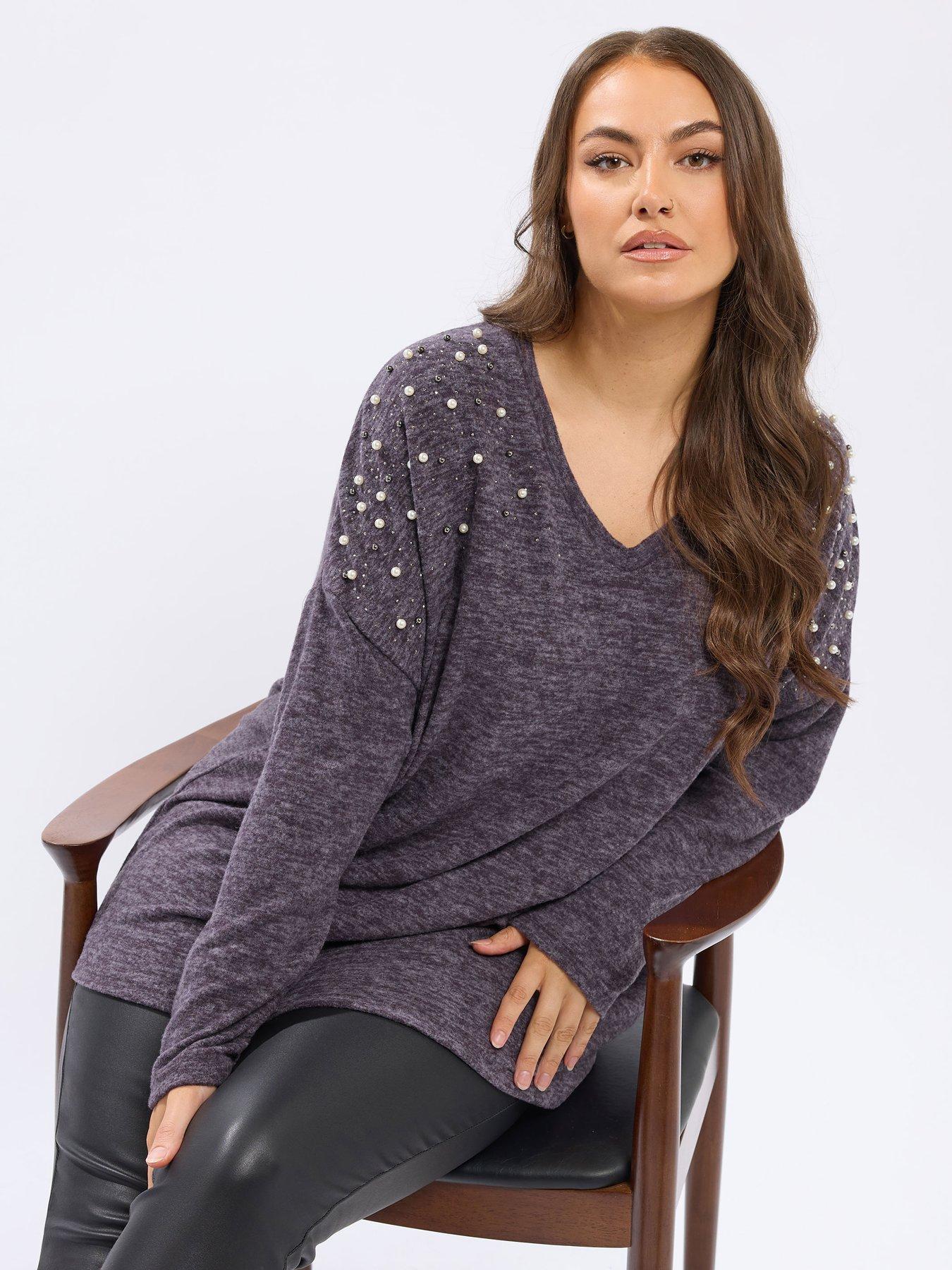yours-curve-drop-shoulder-v-neck-jumper-purplefront