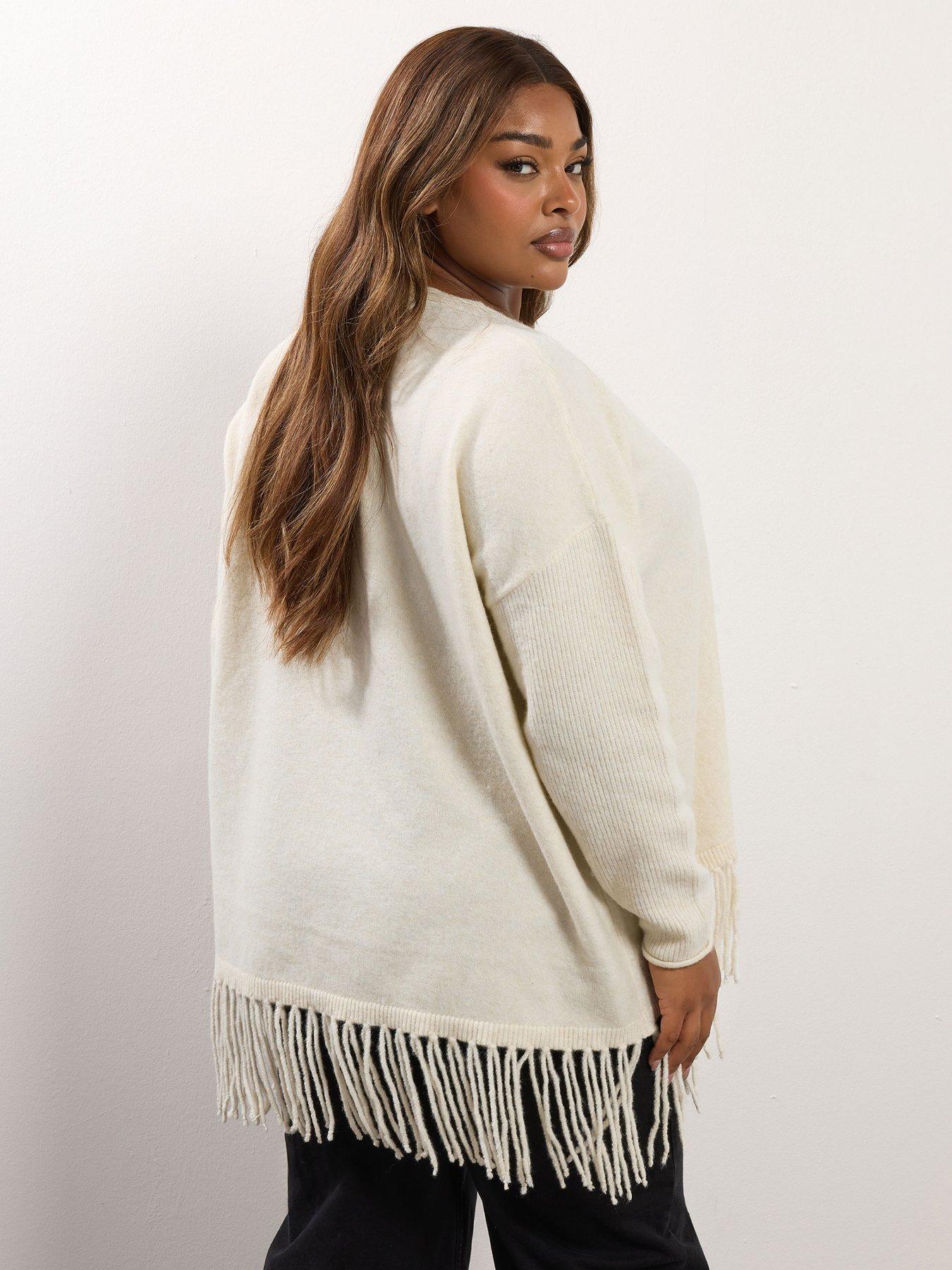 yours-curve-fringe-hem-cardigan-ivorystillFront