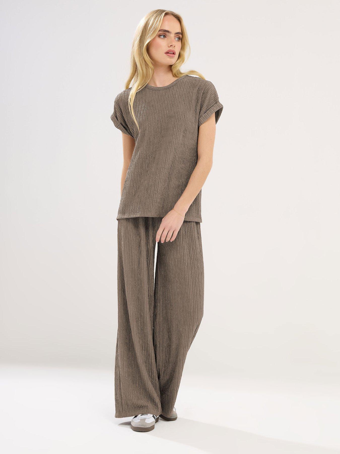 pixiegirl-petite-short-sleeve-textured-top-brownback