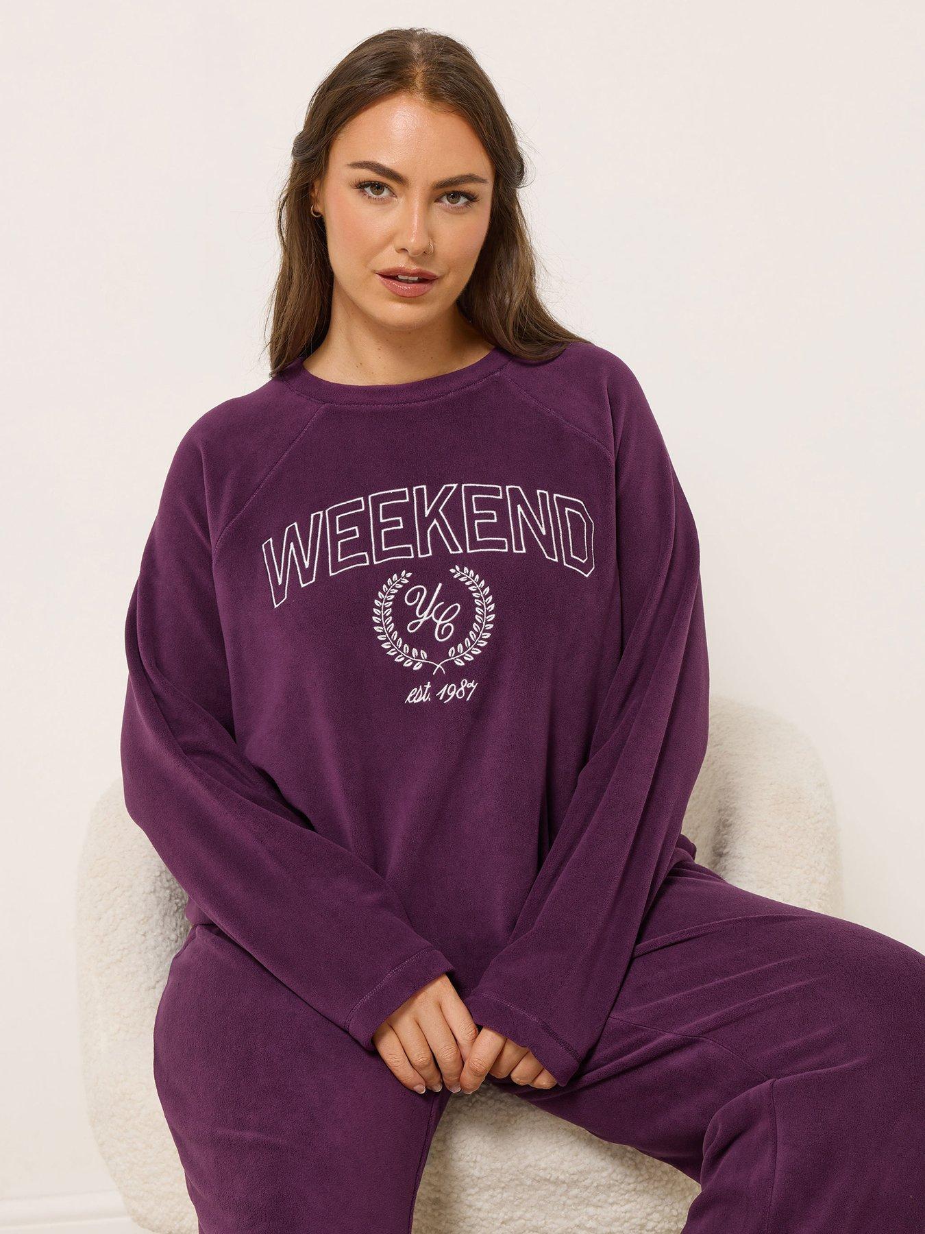 yours-curve-weekend-fleece-top-dark-red