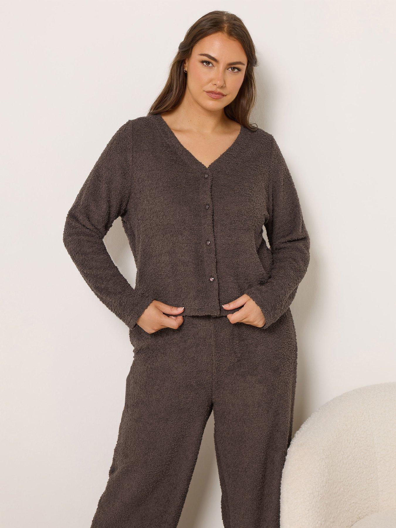 yours-curve-chenille-cardigan-brown