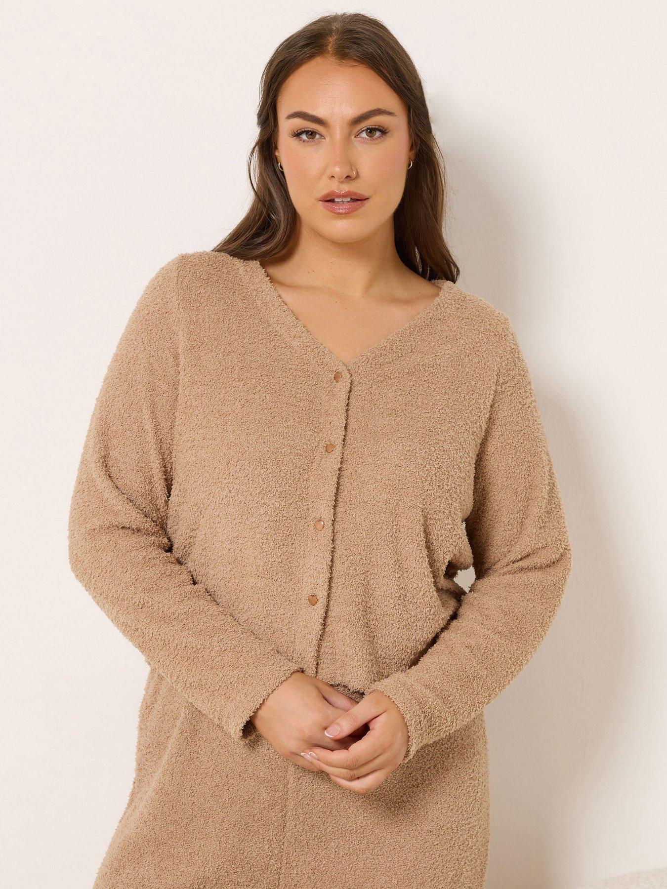 yours-curve-chenille-cardigan-brown