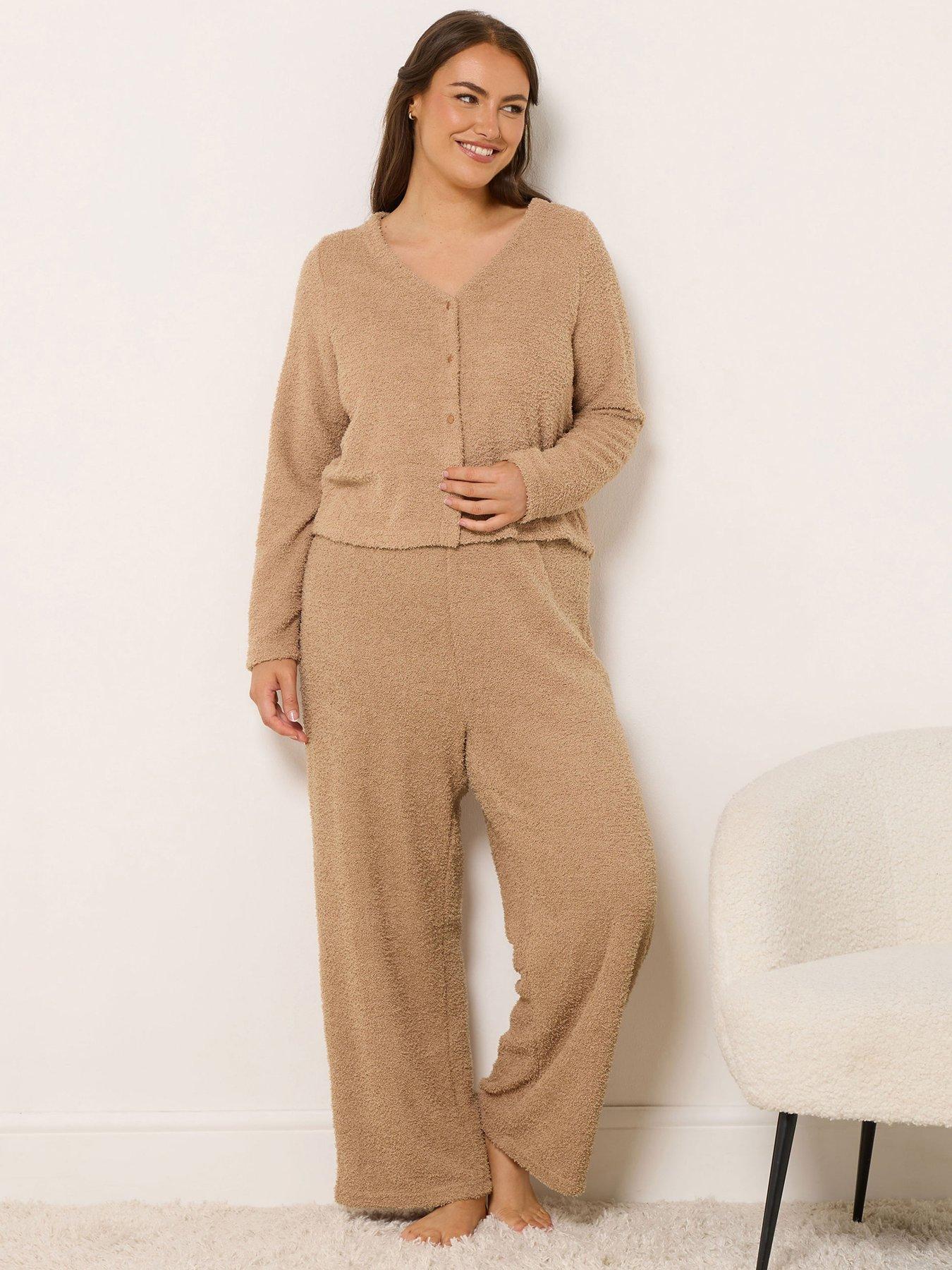 yours-curve-chenille-wide-leg-lounge-trouser-brown