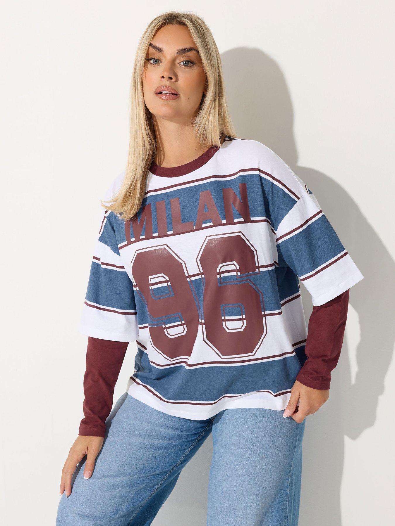 yours-curve-milan-96-stripe-t-shirt-redfront