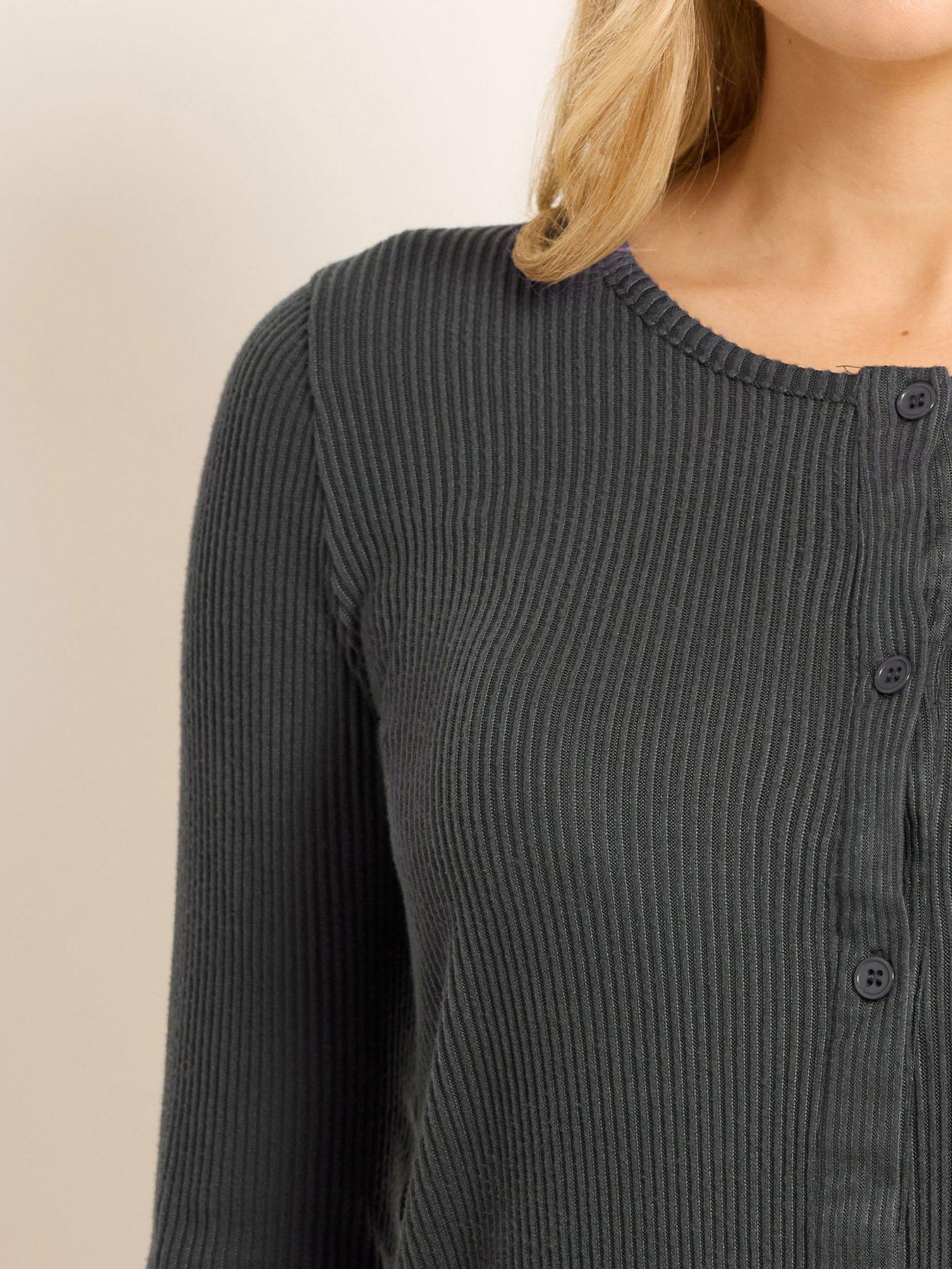 Image 5 of 6 of Long Tall Sally Tall Ribbed Cardigan - Grey